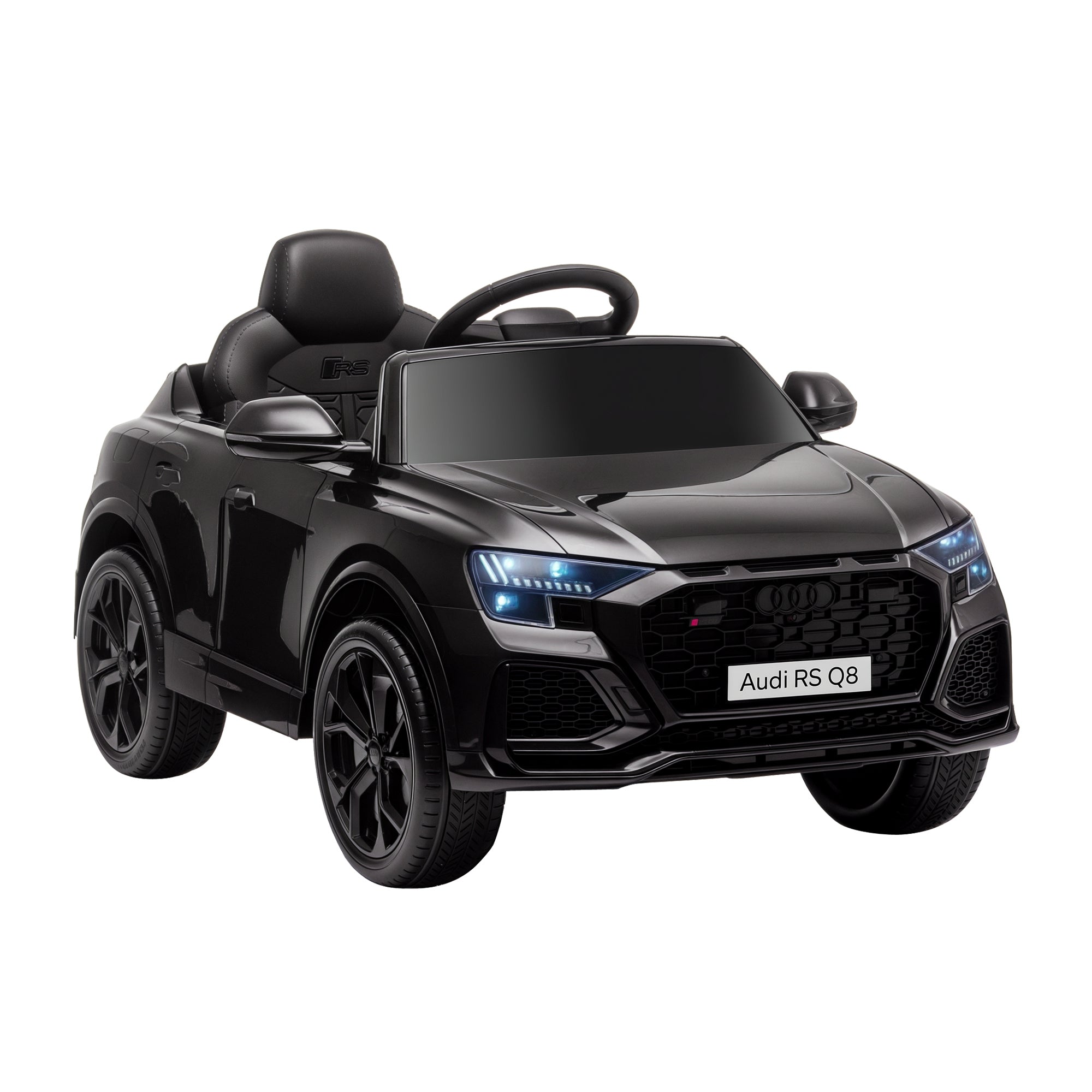 Kids Electric Car +3 Years Licensed Audi RS Q8 with 6V Battery 2 Motors Remote Control Music MP3 Horn and Lights Max Speed 3km/h 101x62x51 cm Black