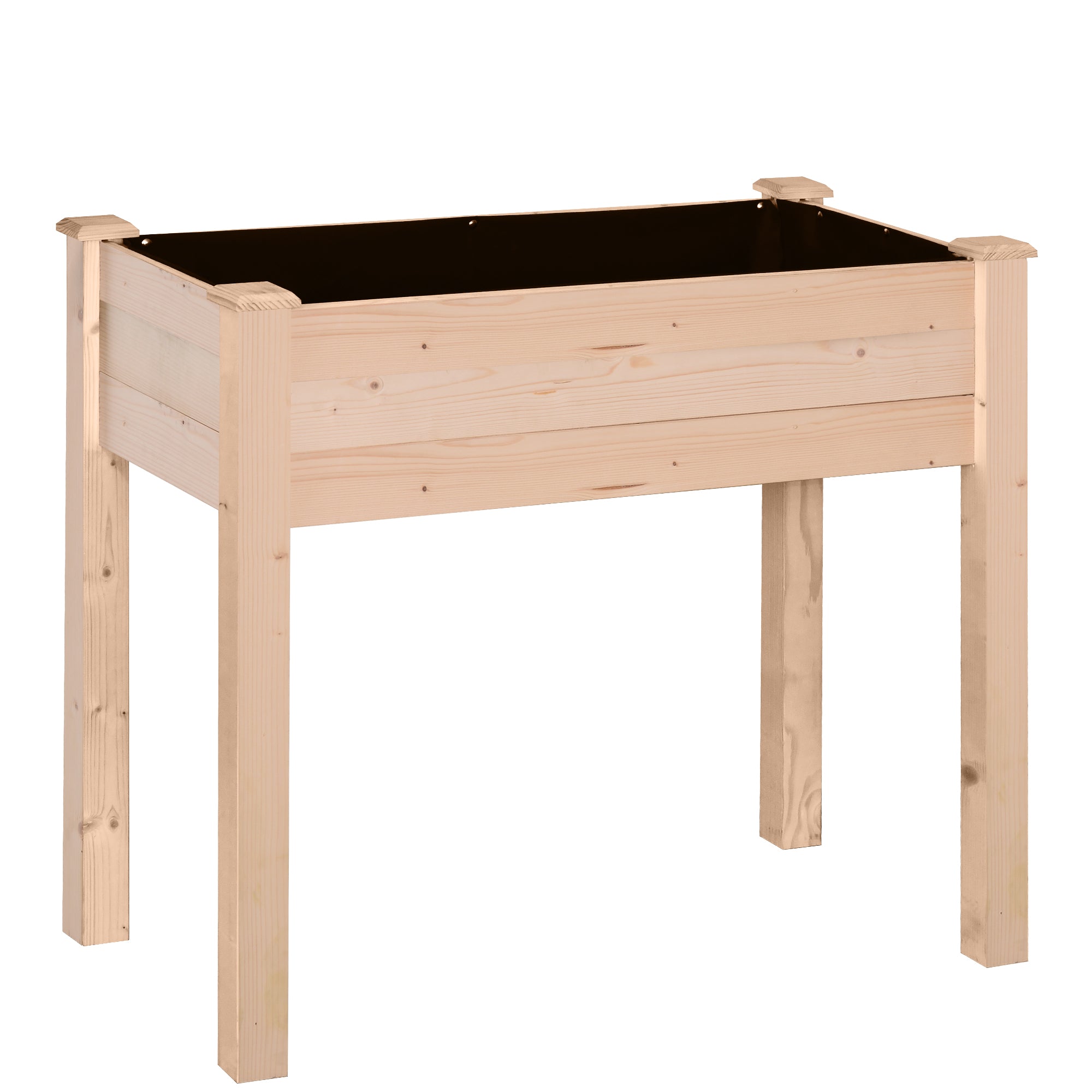 Raised Urban Garden Natural Wood 86x46x76 cm Raised Planting Table with Non-woven Fabric and 4 Drainage Holes for Planting Flowers Garden Terrace Outdoor Natural