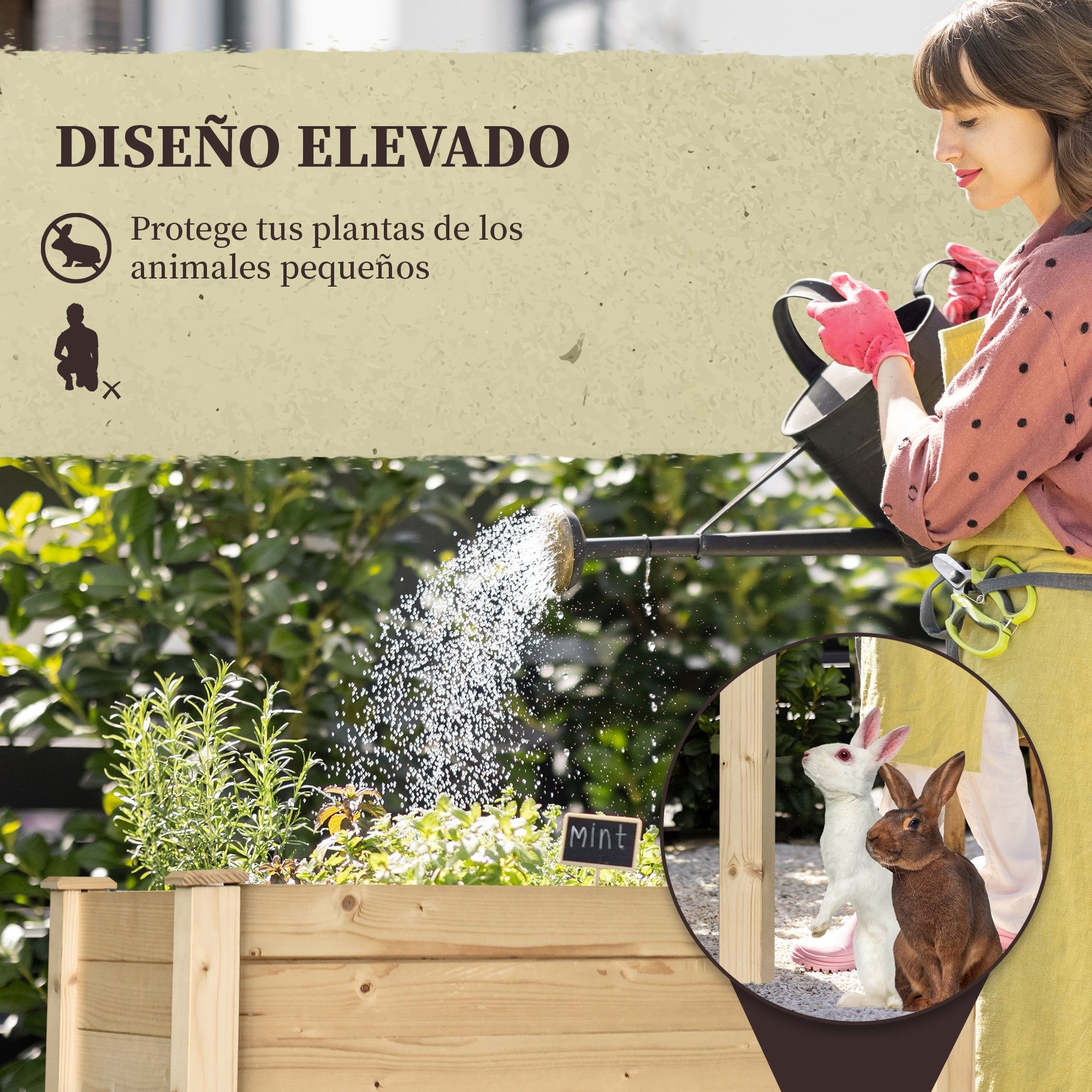 Raised Urban Garden Natural Wood 86x46x76 cm Raised Planting Table with Non-woven Fabric and 4 Drainage Holes for Planting Flowers Garden Terrace Outdoor Natural