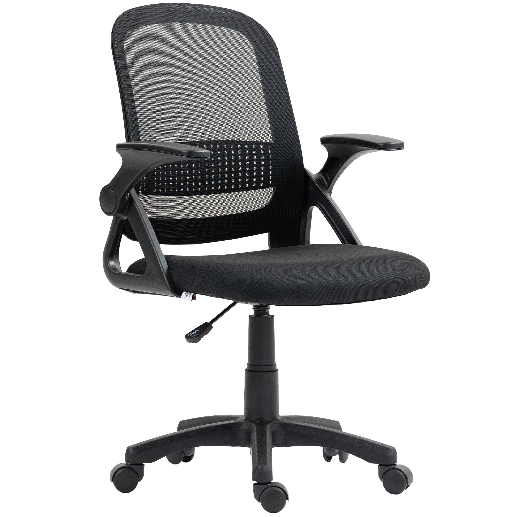 Ergonomic Mesh Office Chair with Flip-Up Arms, Lumbar Support, Height Adjustable Tilt Swivel — Black