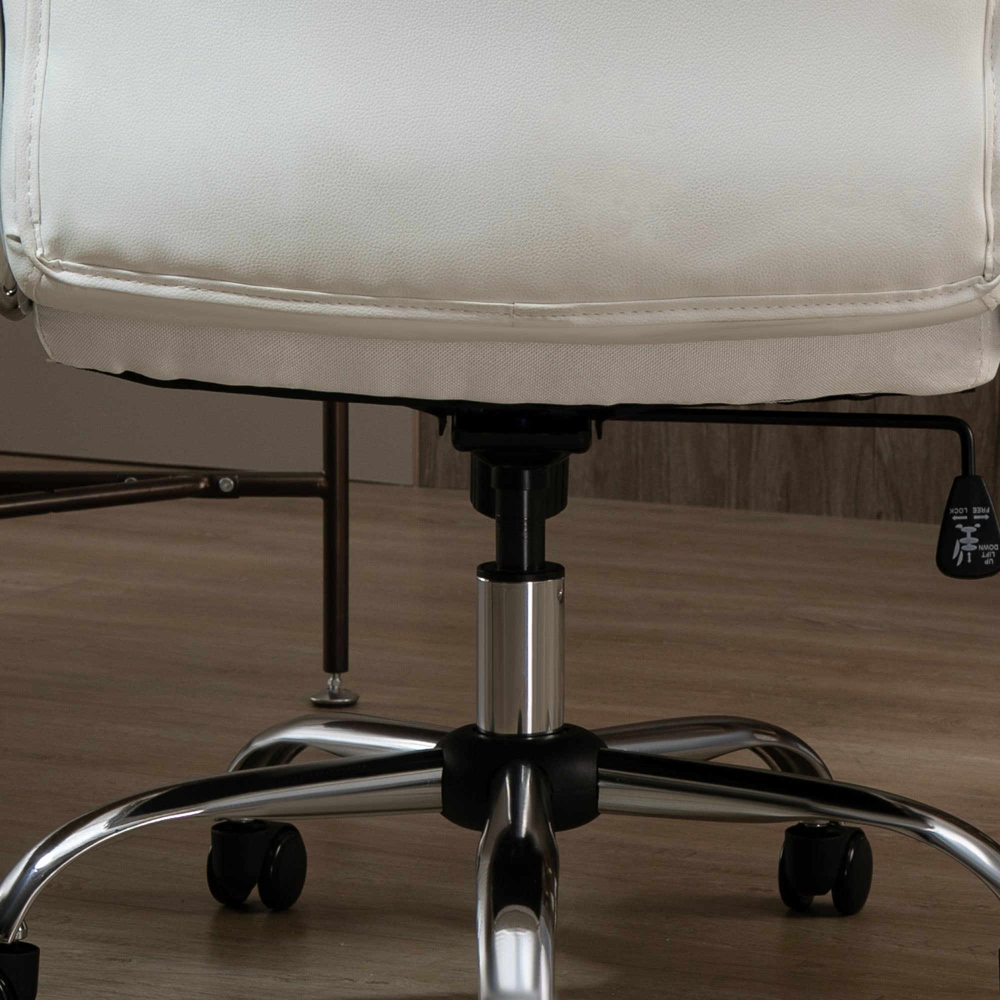 Office Chair, Ergonomic Desk Chair, Adjustable Swivel Chair with Rocking Function, Diamond Pattern, Faux Leather, Padded Executive Chair, White