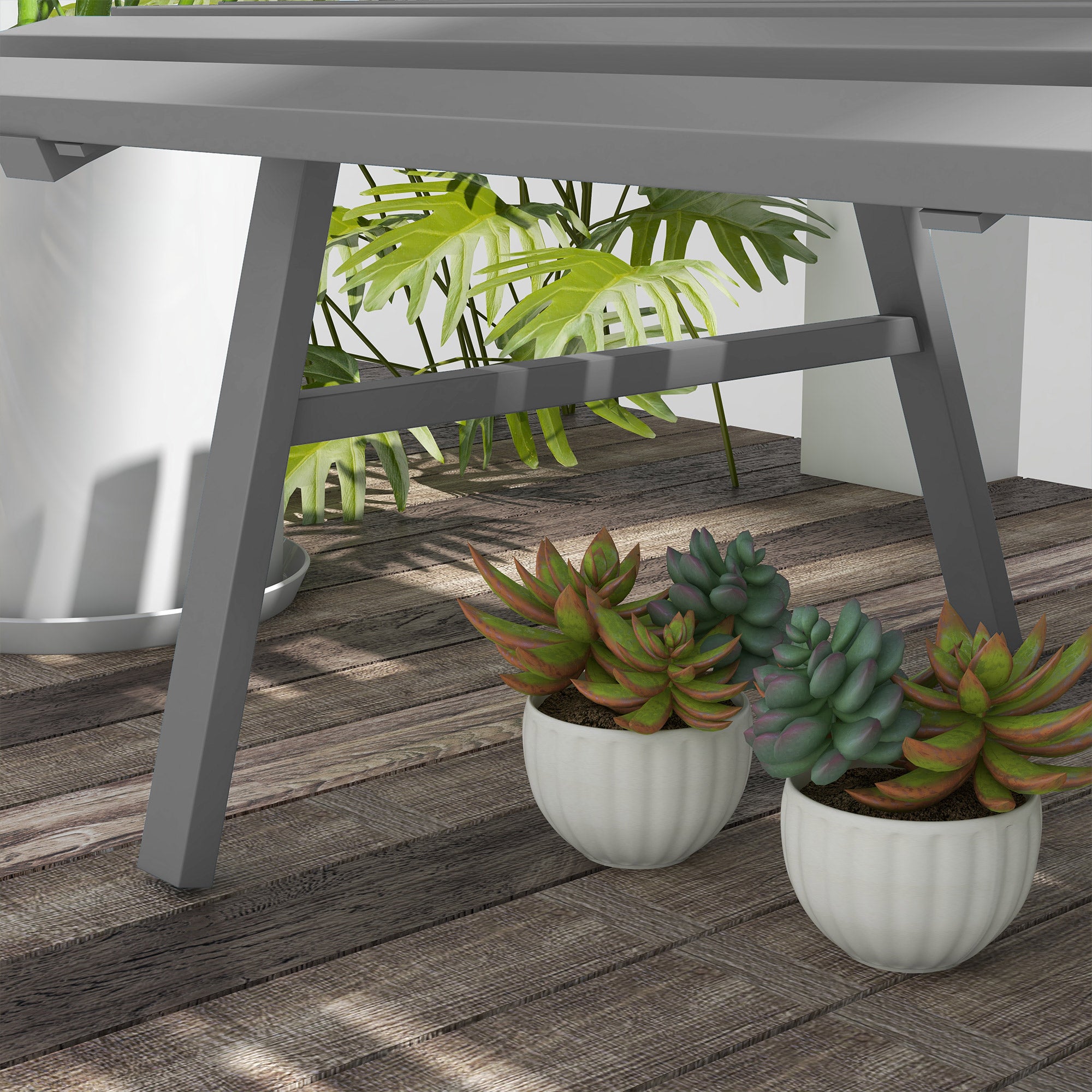2-Seater Aluminum Garden Bench, Weatherproof Bench, UV-Resistant Garden Furniture with Louver Design, Park Bench 240kg Capacity, Balcony Bench for Balcony Terrace, Garden, 123x67x79cm, Gray
