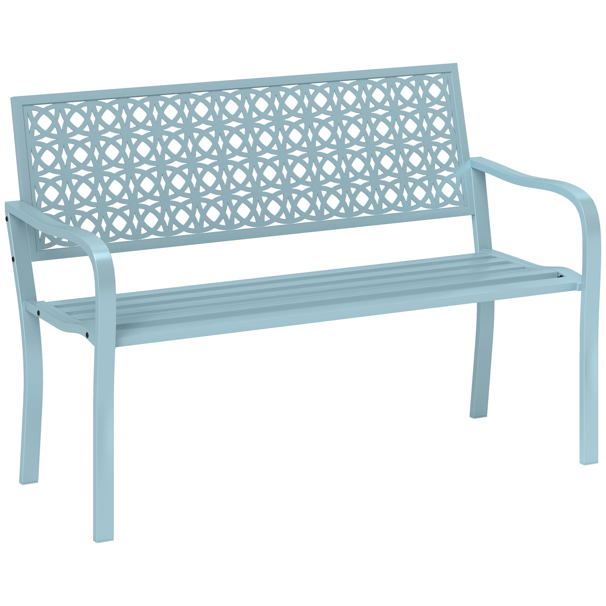 2-Seater Garden Bench, Weatherproof Bench, Garden Furniture with Backrest & Armrests, Park Bench 240kg Capacity, Balcony Bench for Terrace Balcony, Garden, 127 x 63 x 85cm, Blue