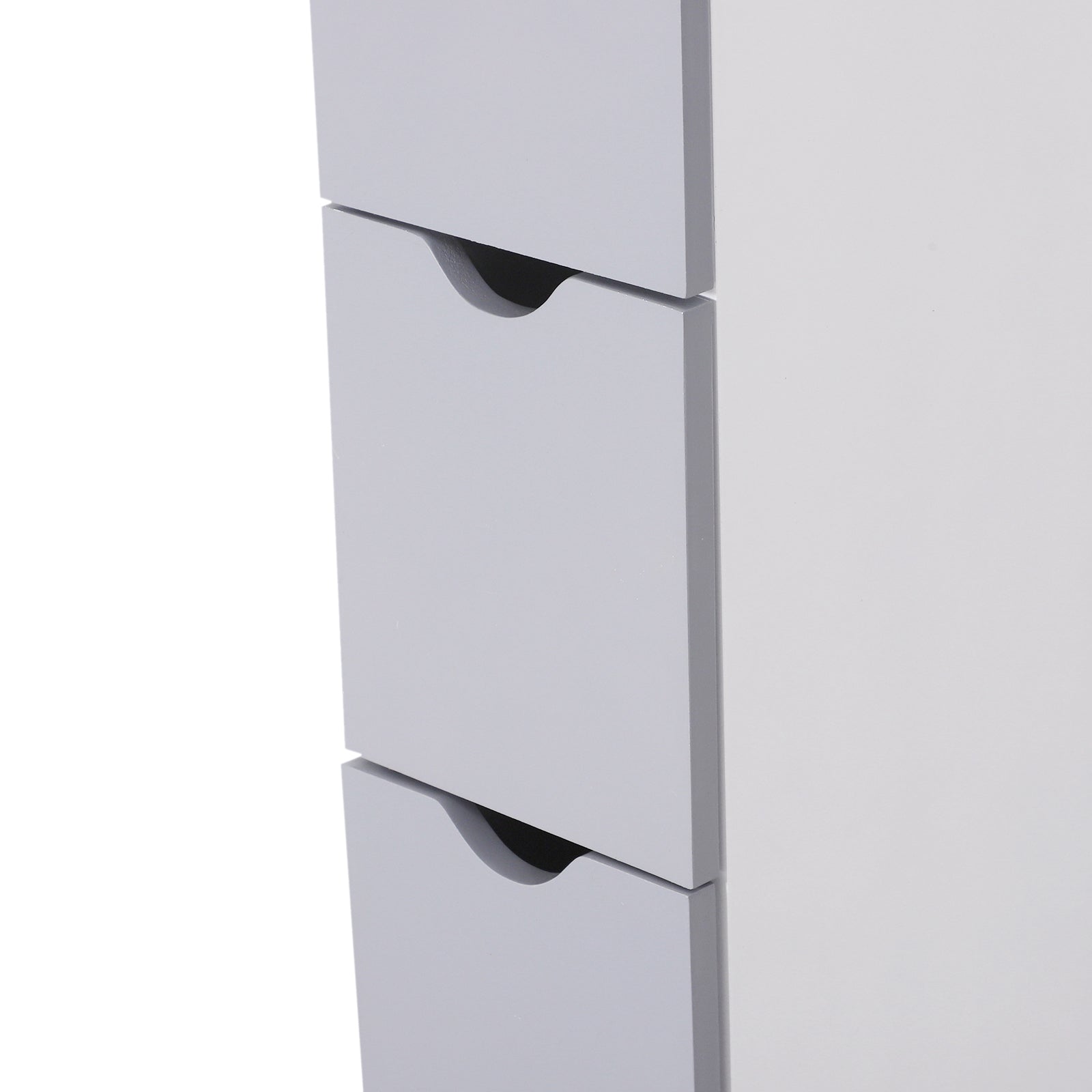 Modern Bathroom Auxiliary Column Bathroom Cabinet Storage Unit with 2 Shelves 2 Drawers and 1 Anti-Tip Door 15x33x136.5 cm White