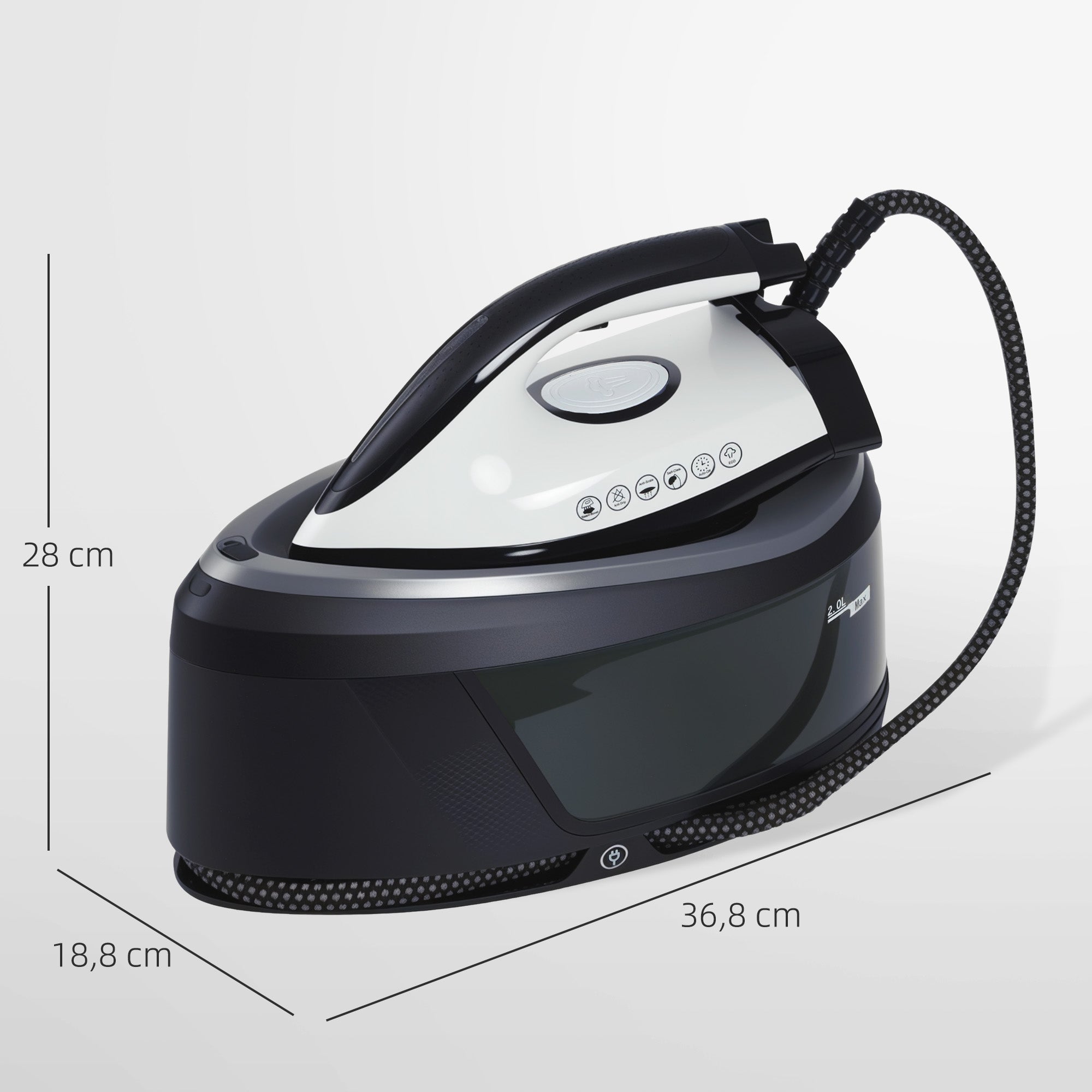 2800W Ironing Center 100 g/min 8 Bars ECO Function Double Layer Ceramic Sole Powerful Vertical Ironing Automatic Shutdown Anti-Scale Self-Cleaning Removable Tank 2 L Blue