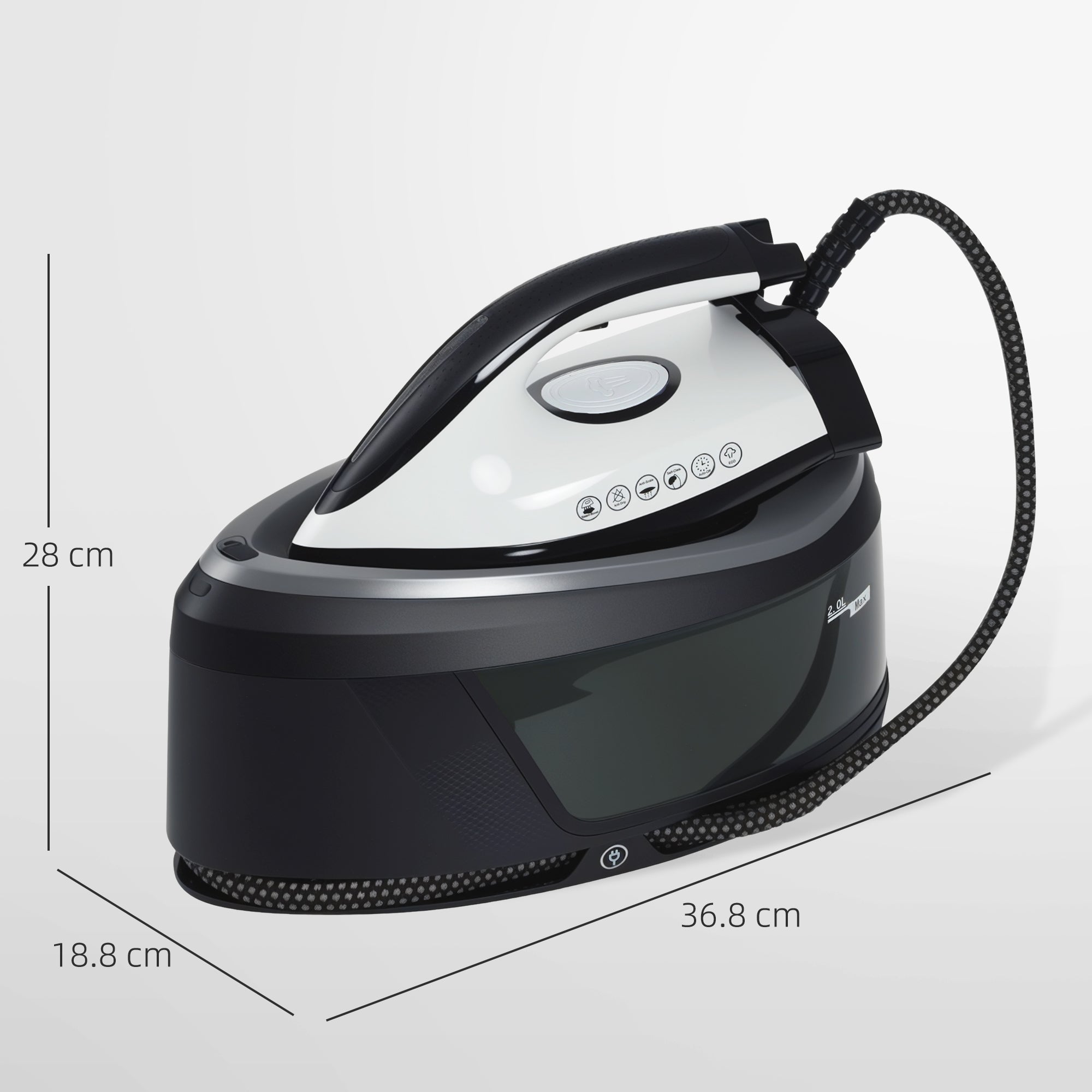 2800W Ironing Center 100 g/min 8 Bars ECO Function Double Layer Ceramic Sole Powerful Vertical Ironing Automatic Shutdown Anti-Scale Self-Cleaning Removable Tank 2 L Blue