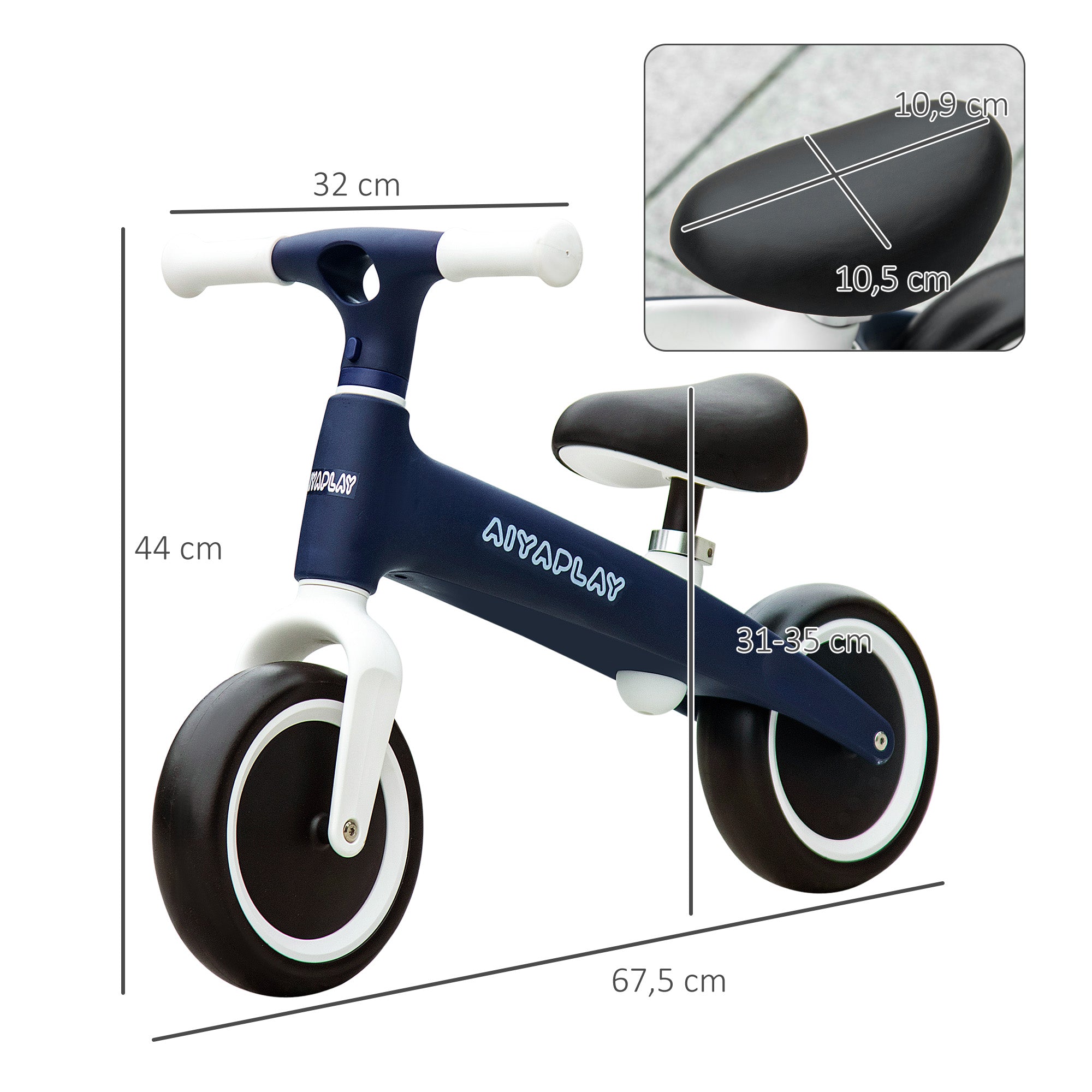 Balance Bike for Kids Ages 18-36 Months Balance Bike with Adjustable Seat Height Load 25 kg 67.5x32x44 cm Blue