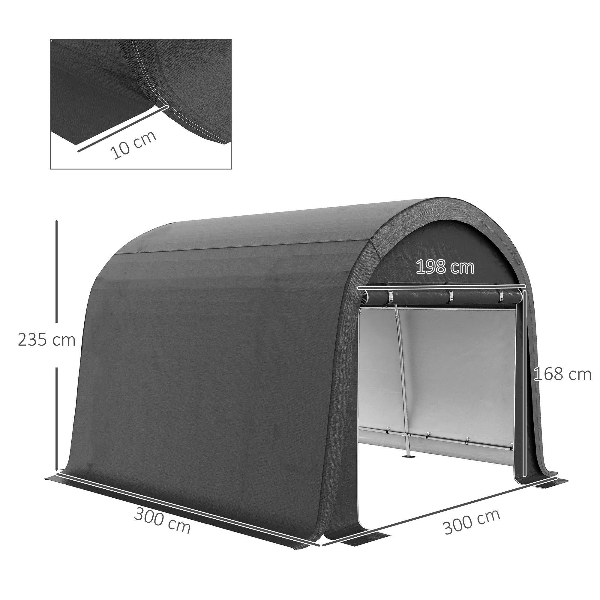 Garage Tent for Bikes, Waterproof Tent Garage with Roll-up Door Anti-Dust Bike Cover Shed Greenhouse Bicycle Garage for Outdoor Patio Garden, 300cmx300cmx235cm, Gray