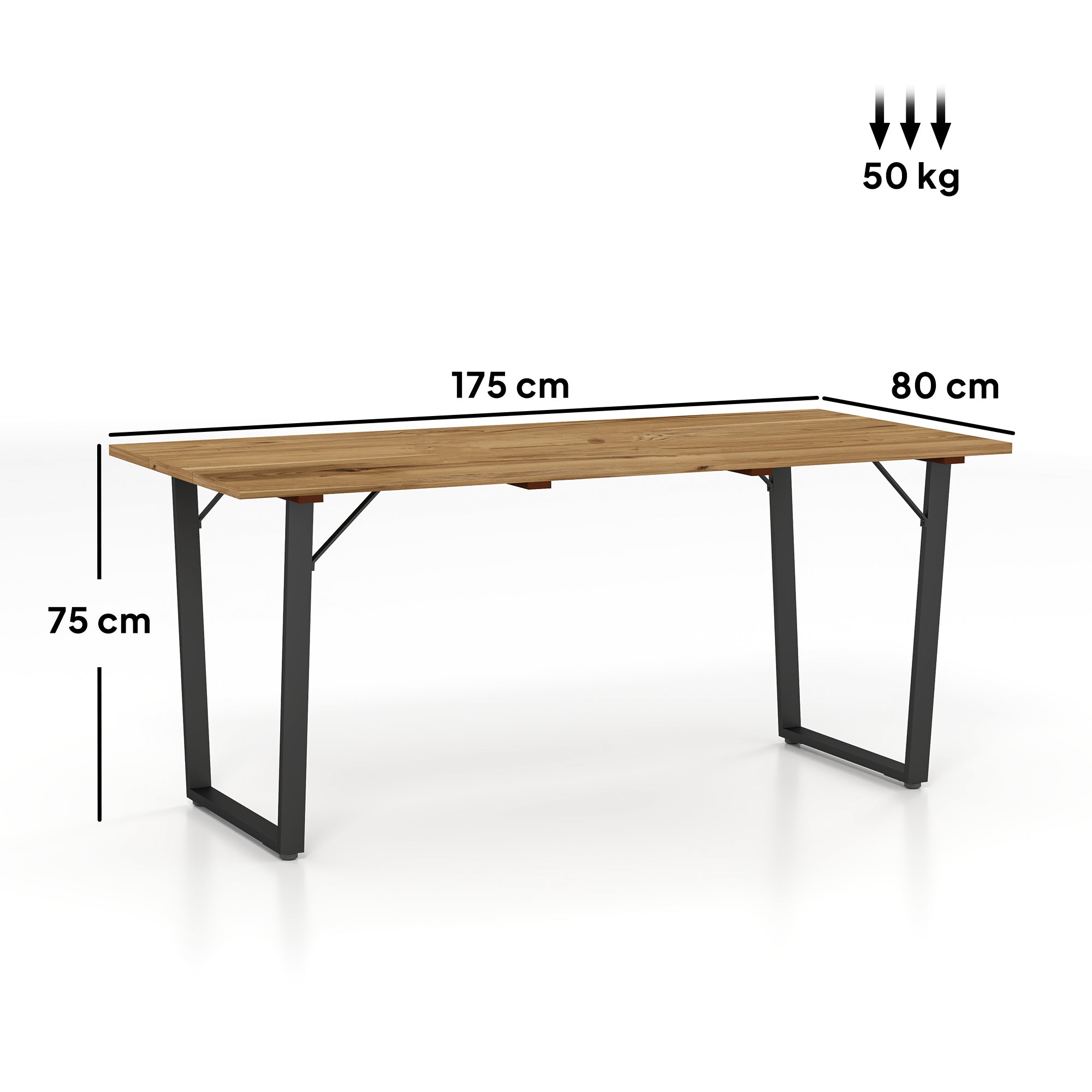 Wooden Garden Table 175x80 cm Weatherproof Patio Table with Umbrella Hole Buffet Table Camping Table for 6 People Patio Table Outdoor Dining Table for Garden, Terrace, Balcony Brown