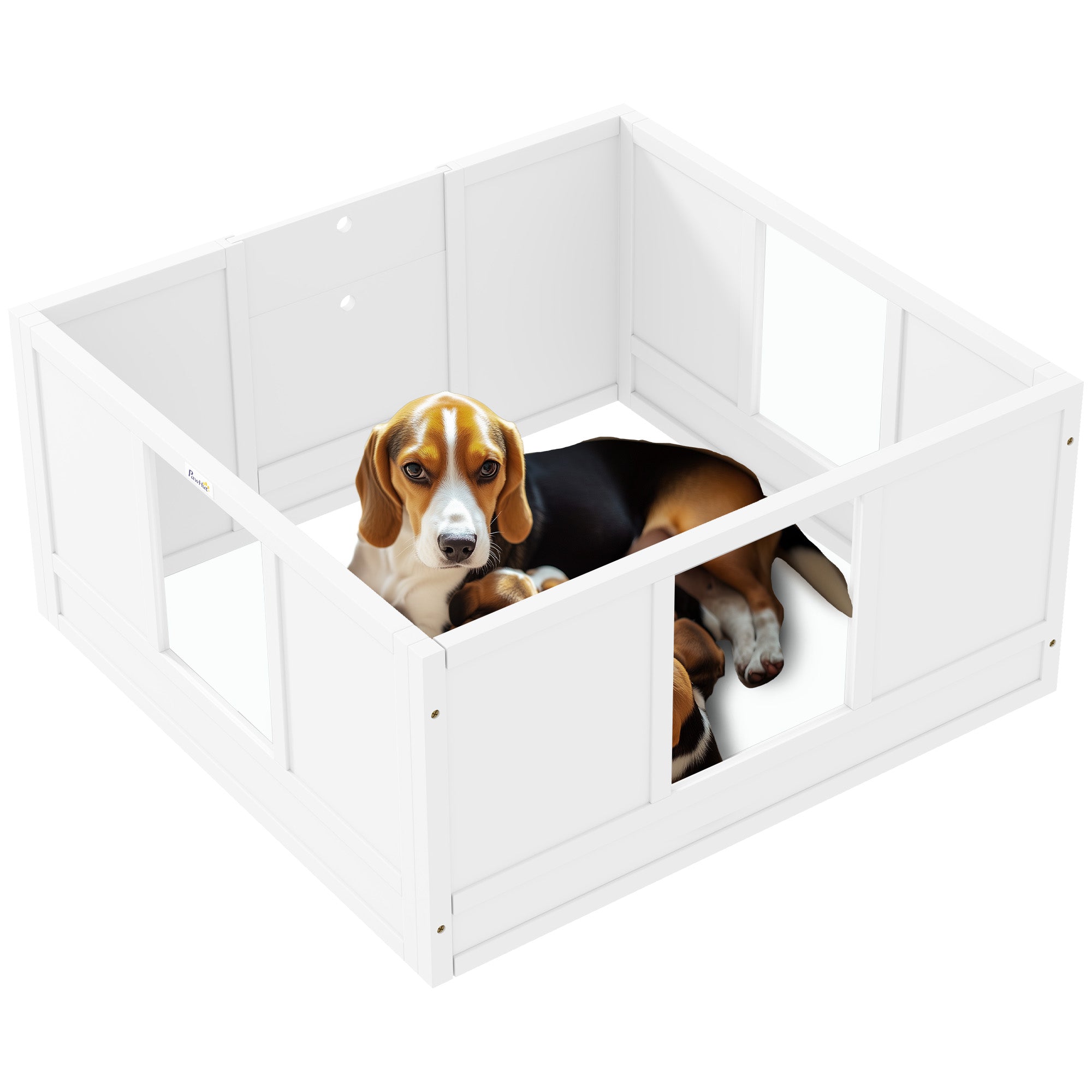 Puppy Whelping Box, Puppy Playpen with Adjustable Door, Dog Playpen with Non-Slip Foot Pads, Puppy Playpen Box for medium-sized dogs, 100x96x48 cm, White
