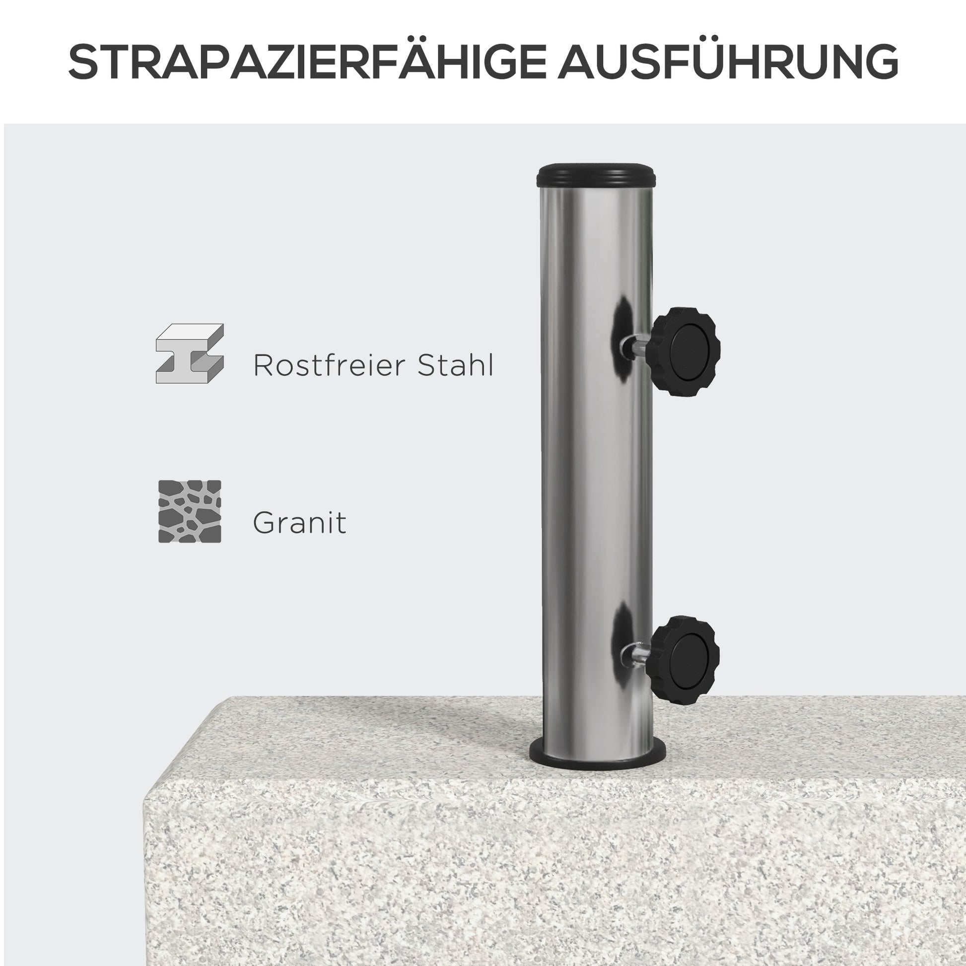 Granite Umbrella Stand 25kg Cantilever Umbrella Stand Umbrella Holder, Umbrella Weight, Stand for Umbrella 32/38/48mm Tube Diameter, for Balcony, Terrace, Garden, Gray