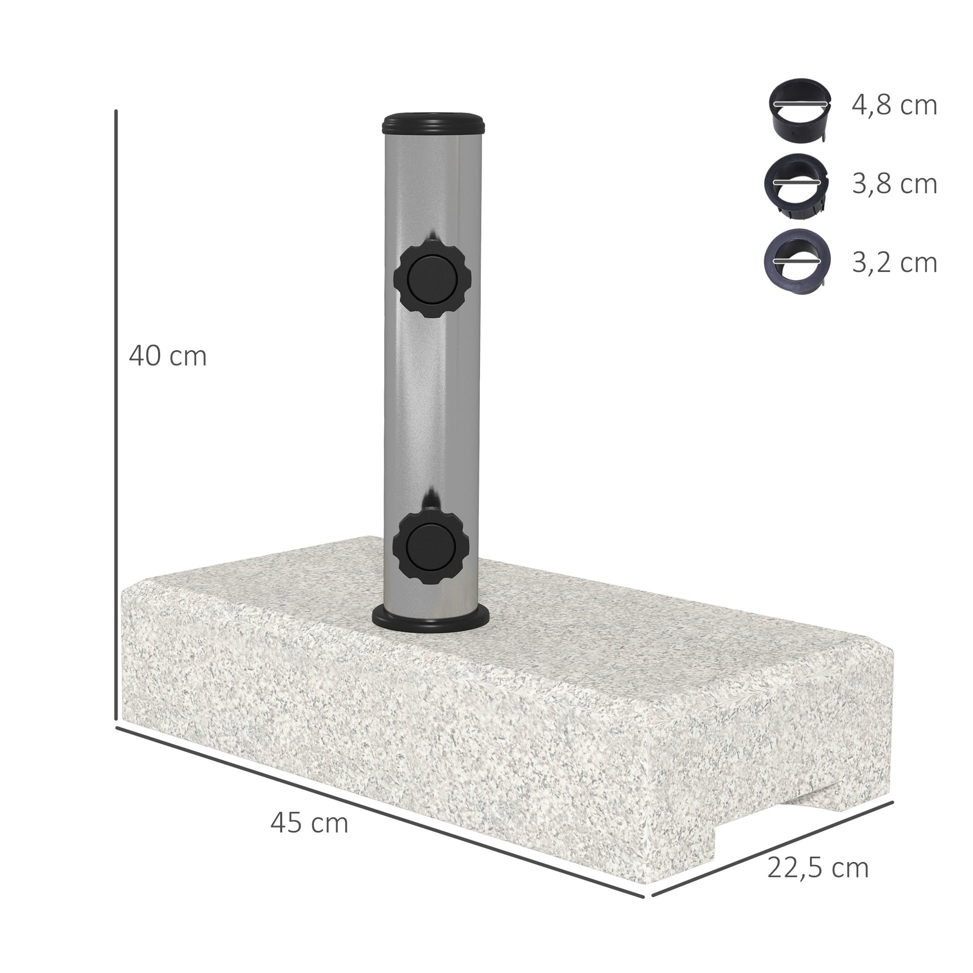 Granite Umbrella Stand 25kg Cantilever Umbrella Stand Umbrella Holder, Umbrella Weight, Stand for Umbrella 32/38/48mm Tube Diameter, for Balcony, Terrace, Garden, Gray