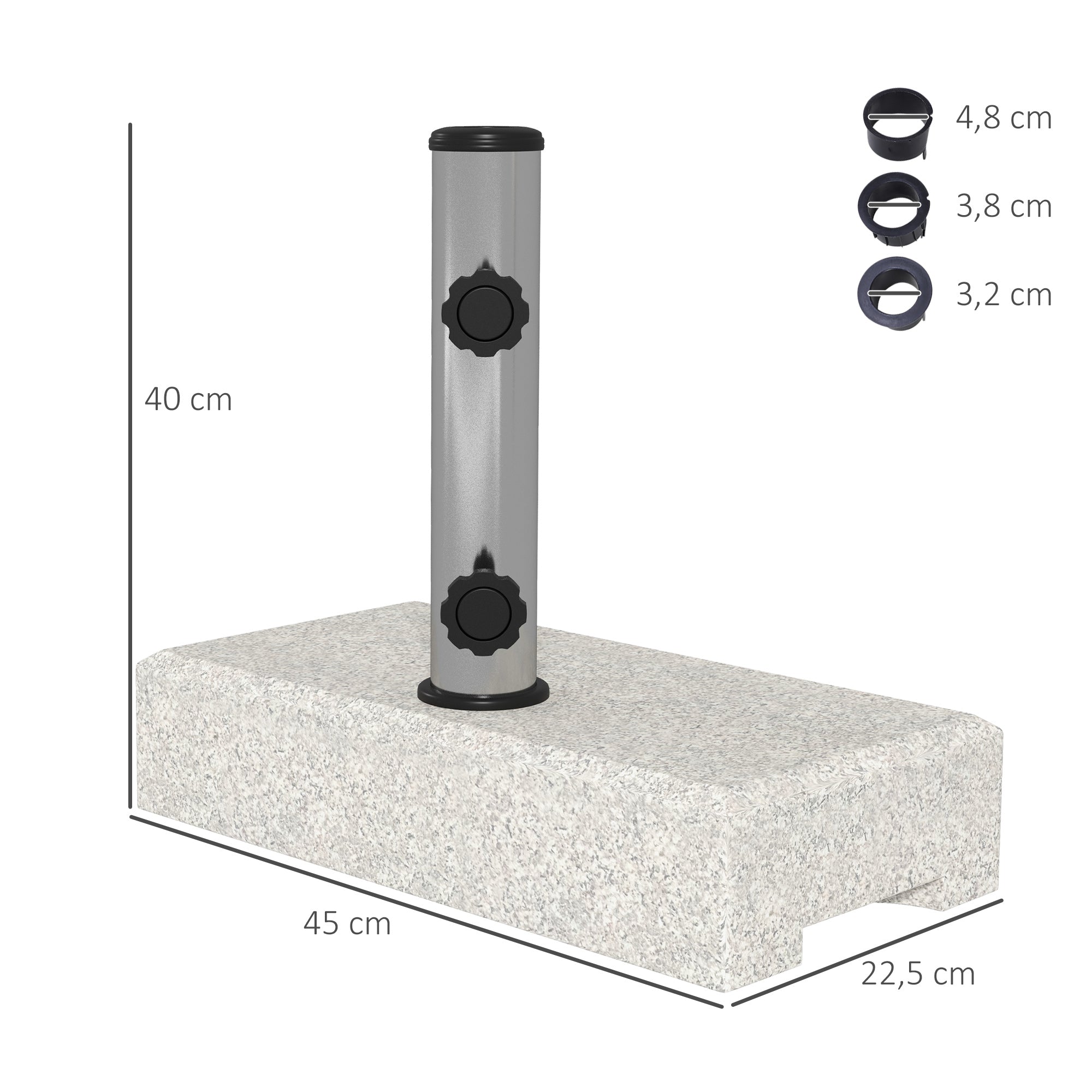 Granite Umbrella Stand 25kg Cantilever Umbrella Stand Umbrella Holder, Umbrella Weight, Stand for Umbrella 32/38/48mm Tube Diameter, for Balcony, Terrace, Garden, Gray