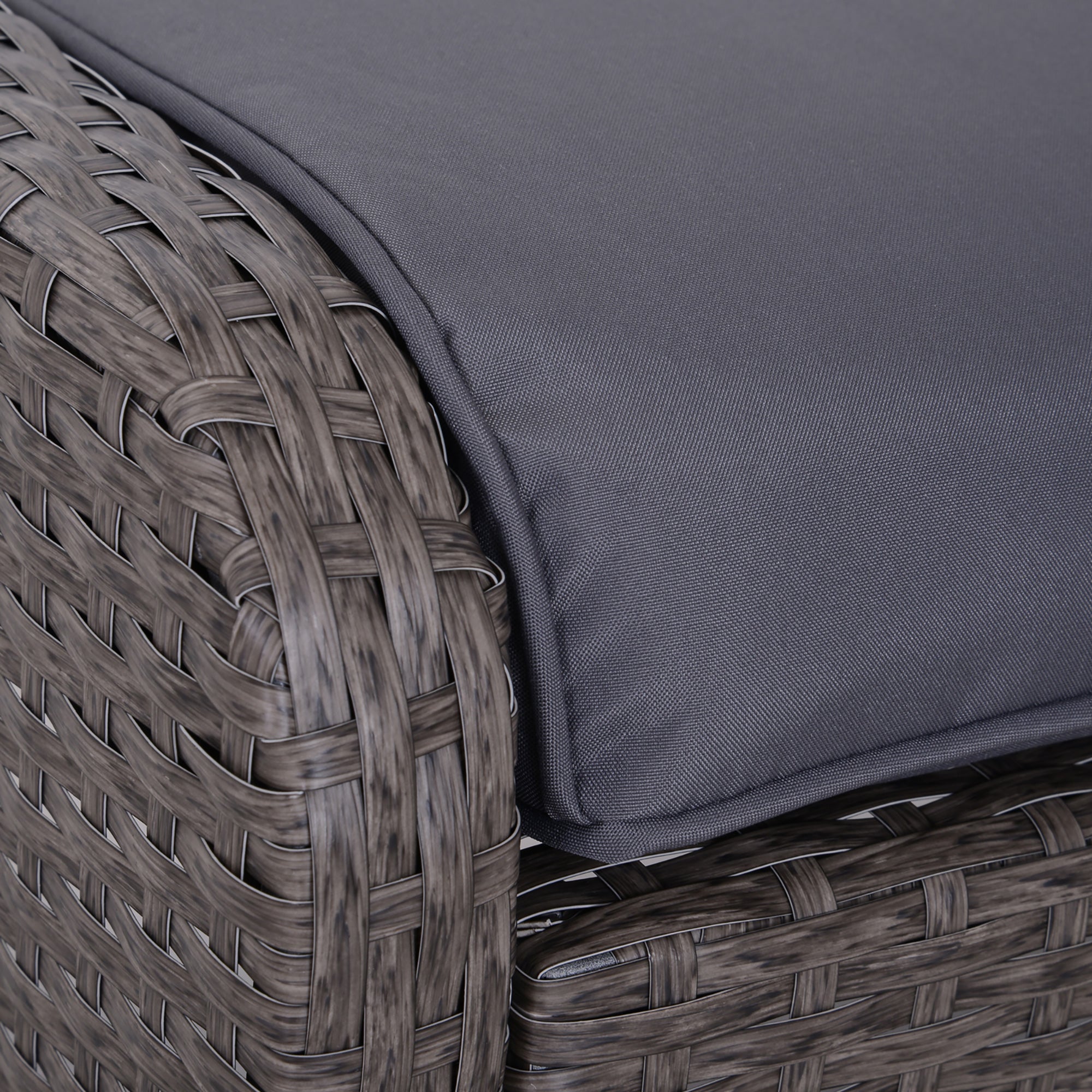 Garden Furniture Set 2 Chairs 2 Footstools 1 Tempered Glass Coffee Table Gray Rattan