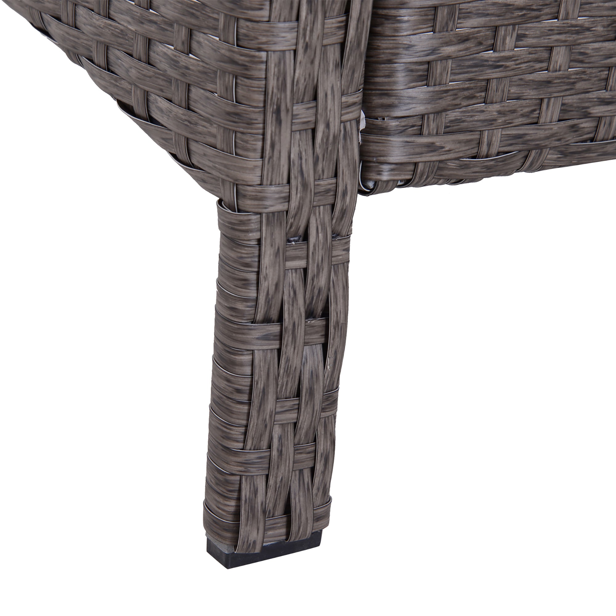 Garden Furniture Set 2 Chairs 2 Footstools 1 Tempered Glass Coffee Table Gray Rattan