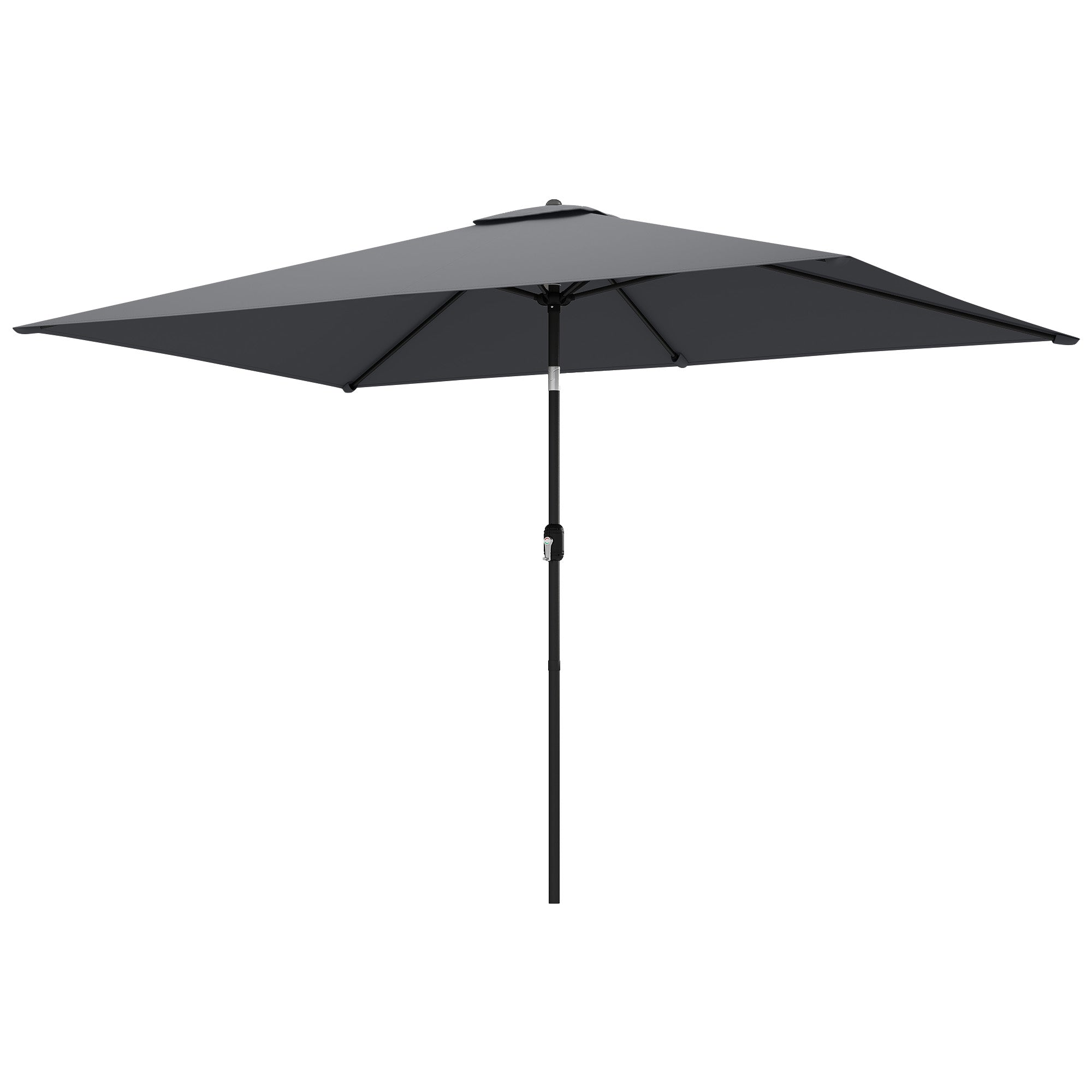 Tilt Rectangular Patio Umbrella 300 x 200 cm (118" x 79") with Crank & Cover — UV Protection, Wind-Resistant, Sturdy Market Parasol, Dark Gray