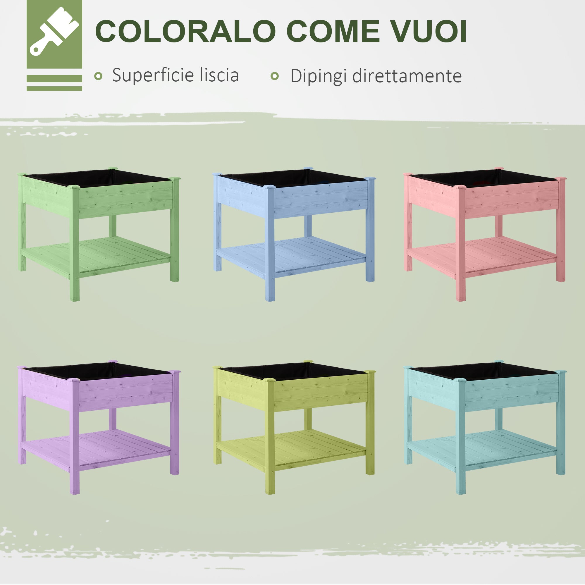 Raised Garden Bed, Hanging Urban Garden Table Plant Holder with Fabric Liner for Garden, 91x91x81cm, Wood