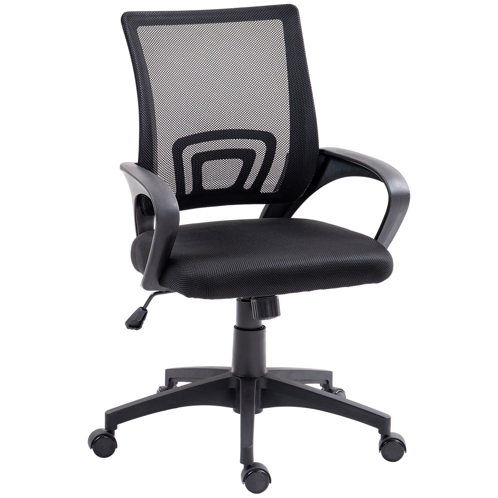 Mesh Office Chair Swivel Desk Chair with Adjustable Height Rocking Function Lumbar Support and Armrests Study Chair Load 120 kg Black