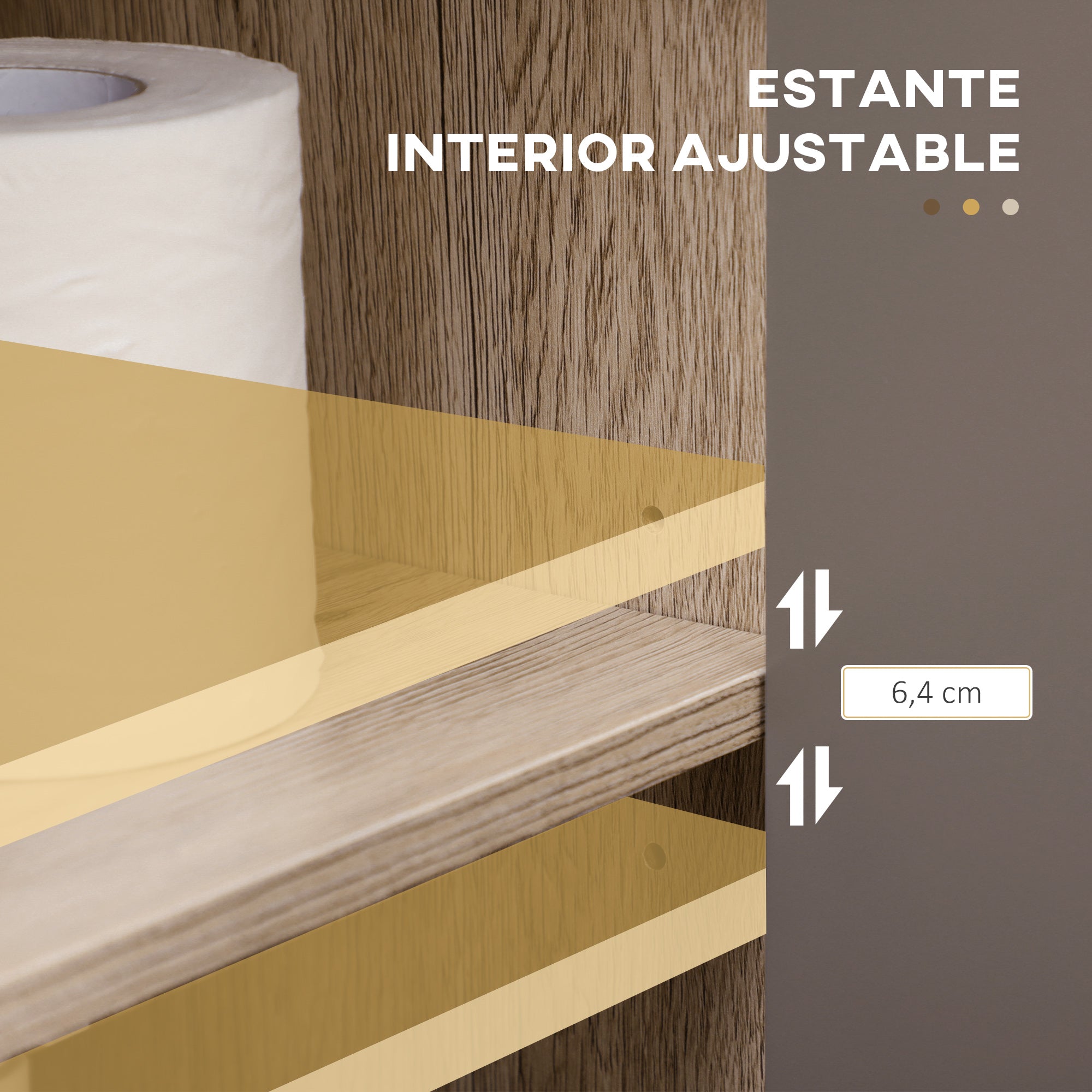 Under Sink Bathroom Cabinet Floor Standing Vanity Unit with Double Door and Adjustable Shelf Load 50 kg 60x30x59.8 cm Oak and Gray