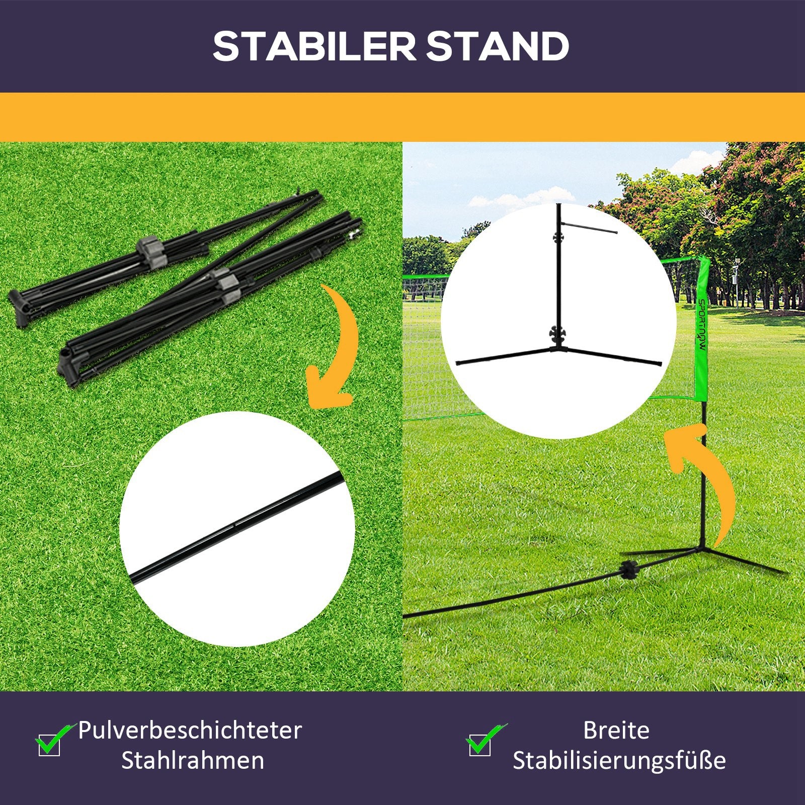 SPORTNOW Badminton Set, Badminton Net with Stand, Shuttlecocks, 4 Rackets, Adjustable Volleyball Net, with Carry Bag, for Indoor, Outdoor