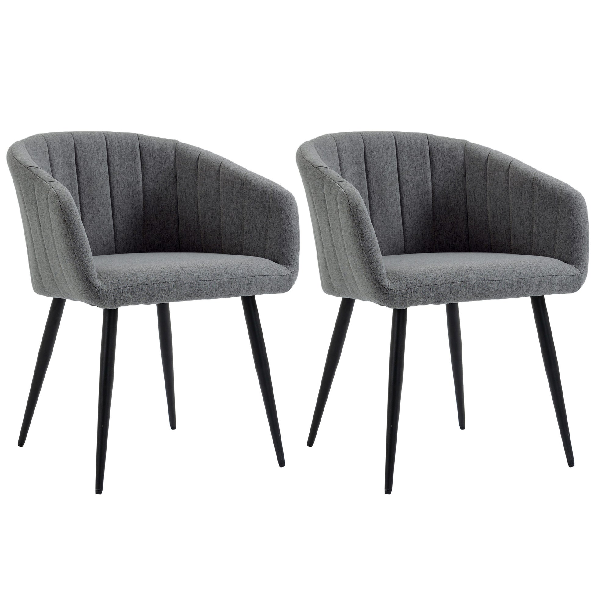Set of 2 Modern Upholstered Chairs with Fabric Upholstery, Chairs for Living Room and Lounge with Metal Legs, Dark Gray