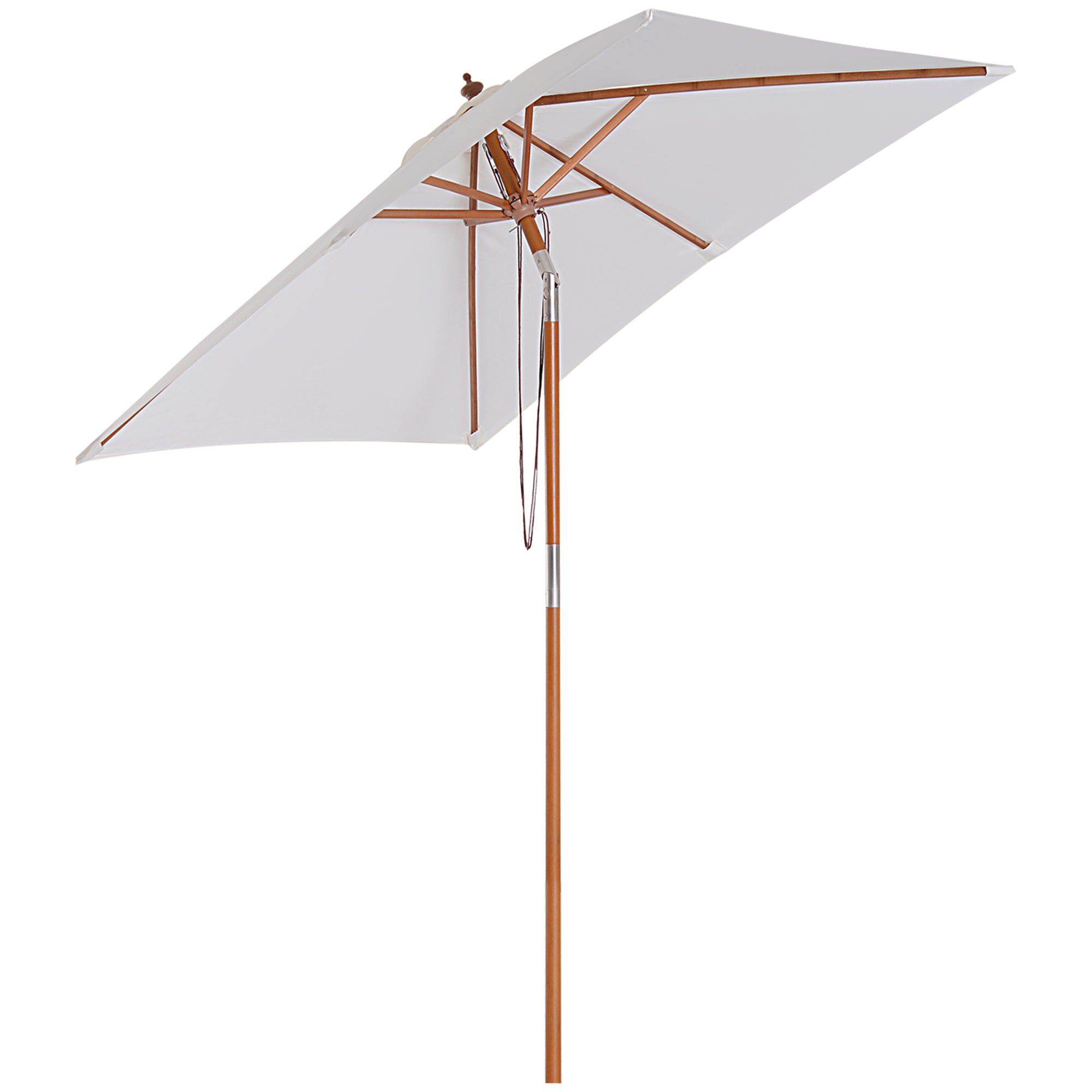 Sun Umbrella 200 x 150 x 235 cm Tiltable Garden Parasol 3-Stage Adjustable Rectangular Beach Umbrella Water-Repellent and UV-Resistant for Beach Balcony Terrace Garden Cream