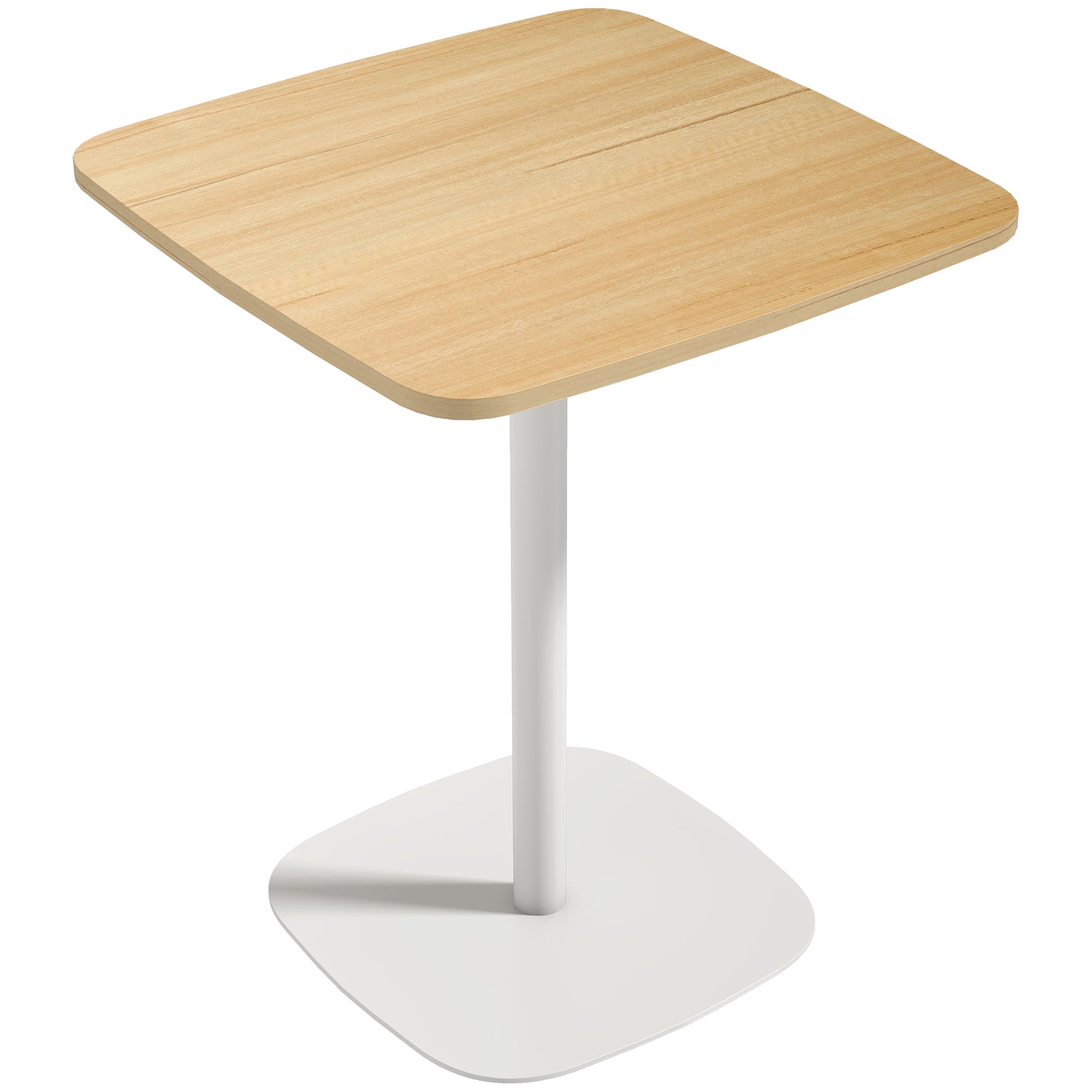 Small Square Dining Table for 2, Square Steel Base, Ideal for Small Spaces, Living Room — 23.6 x 23.6 x 29.5 in (60 x 60 x 75 cm), Natural Wood & White