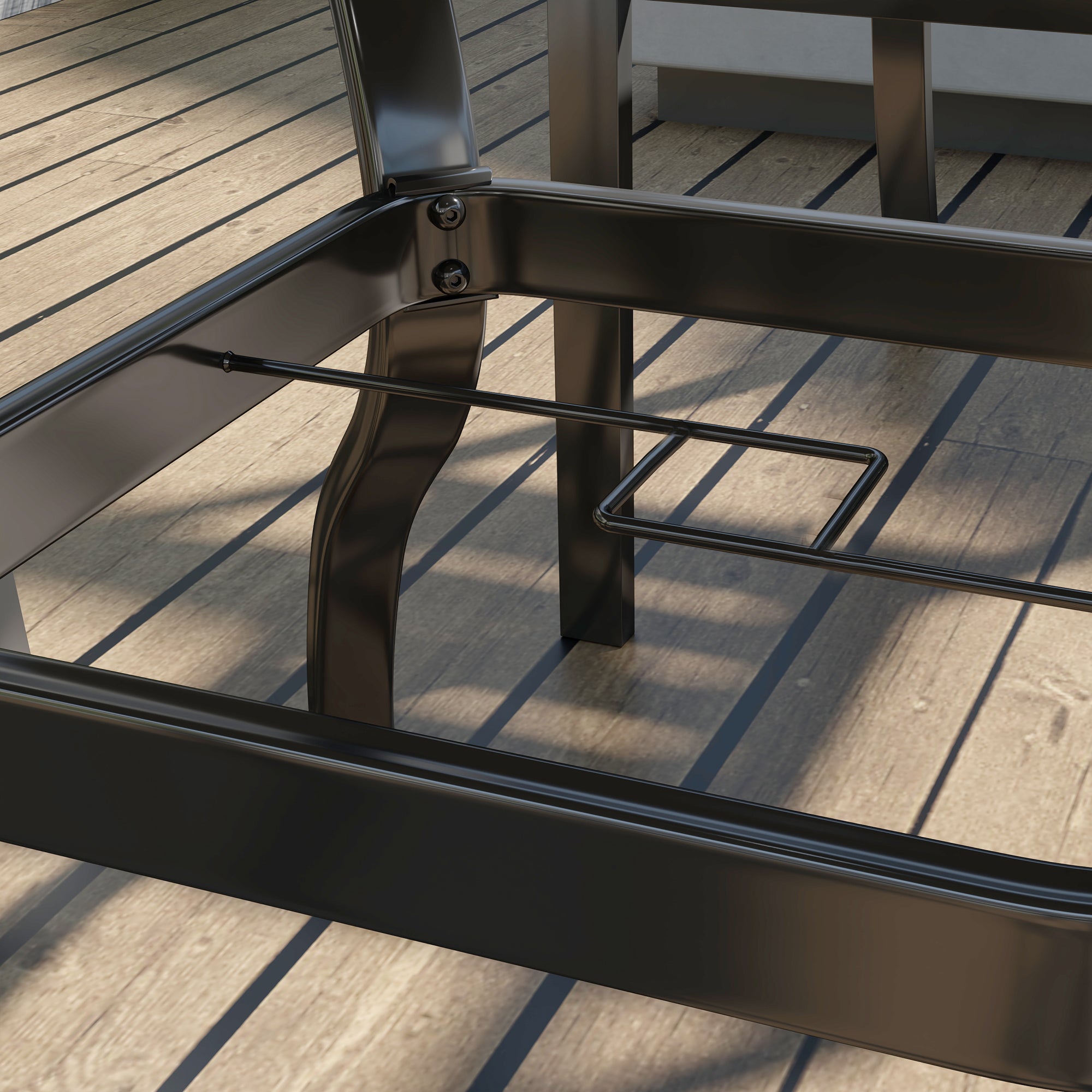 5-Piece Garden Set, Outdoor Set with 4 Stackable Garden Chairs and Square Marble Effect Table, Black