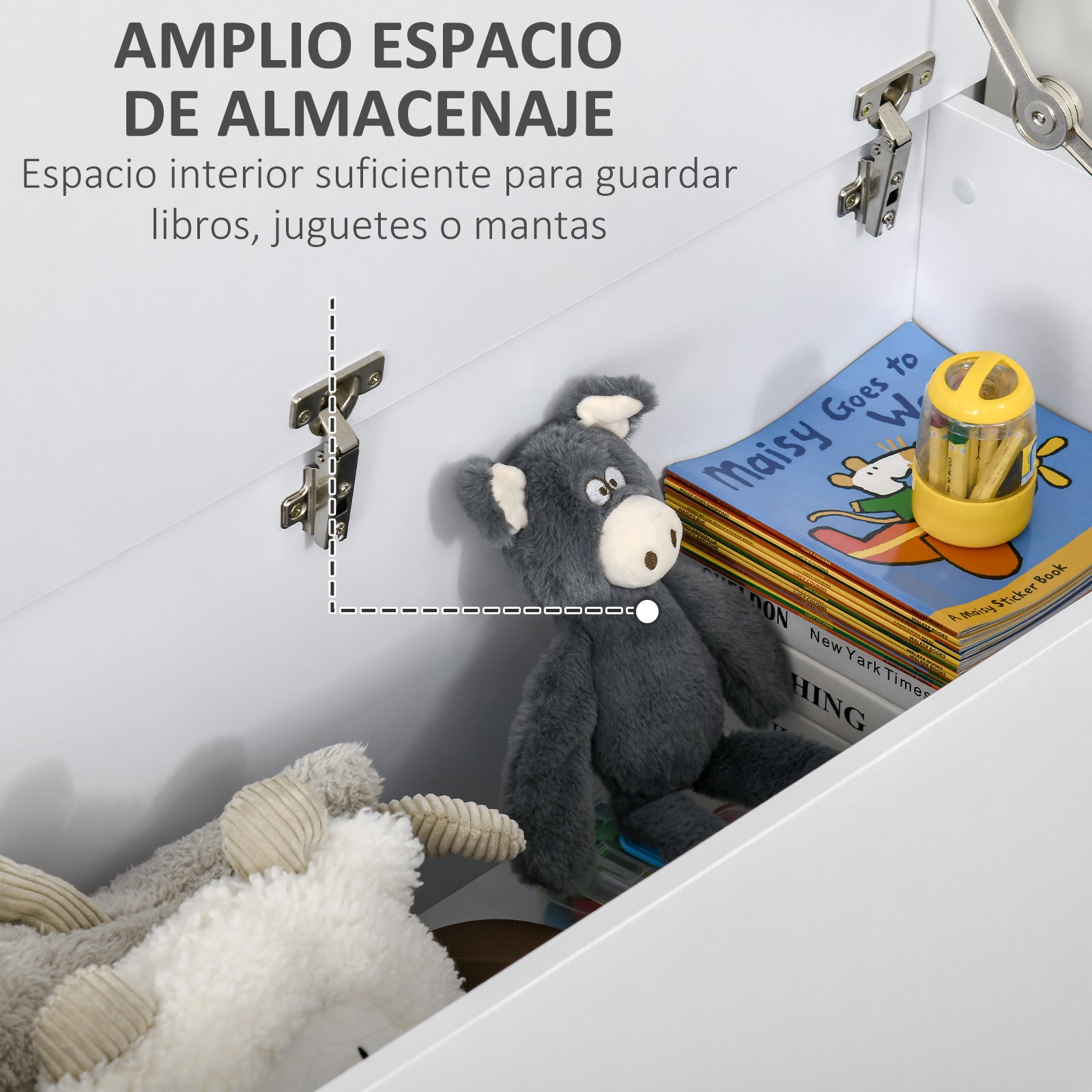 Wooden Storage Chest Stool with Lid for Storage in Bedroom Living Room Max Load 120 kg 100x40x40 cm White