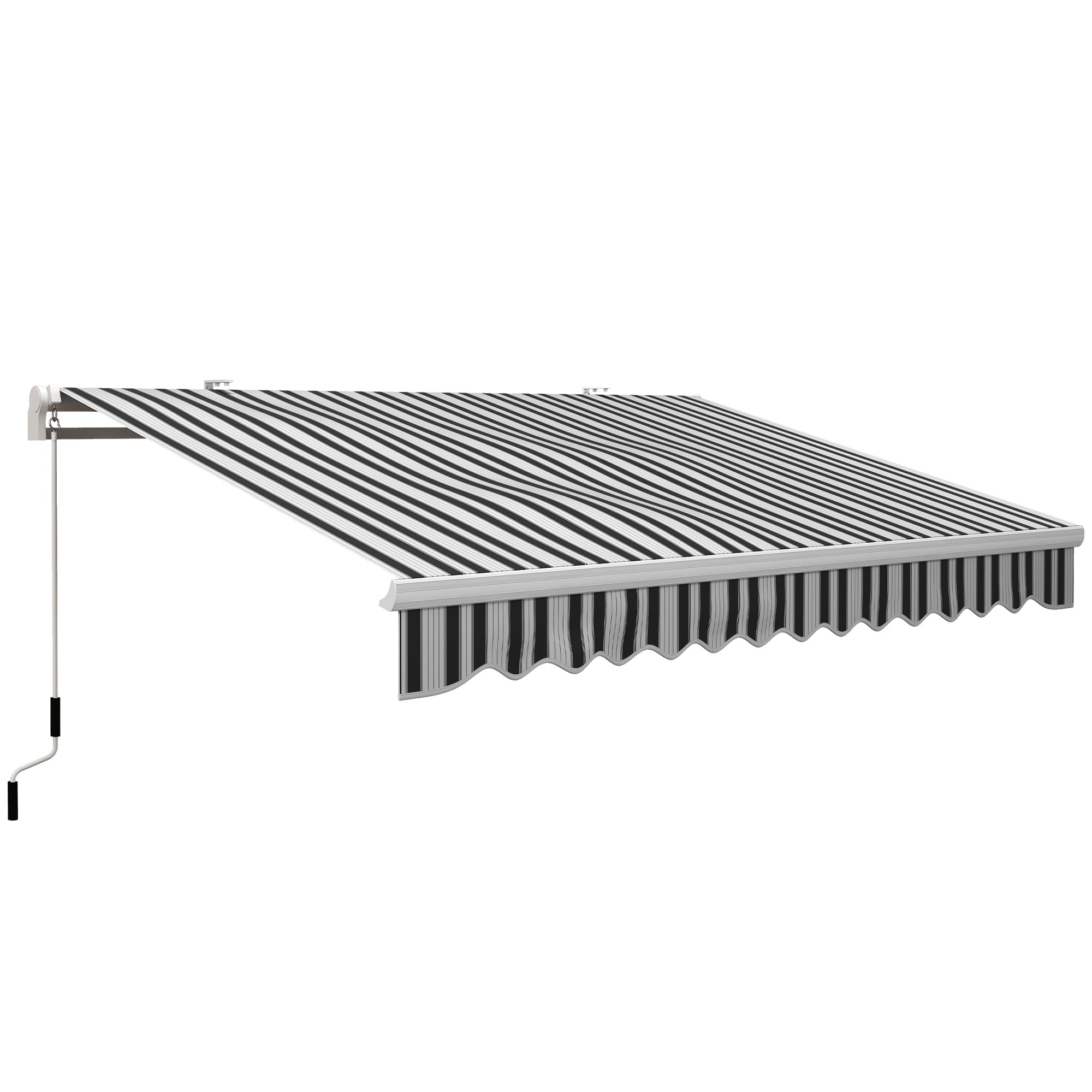 Manual Crank Arm Awning Awning 3.95m with Hand Crank Balcony Awning Sun Protection Wall Mount Balcony Aluminum White+Blue 395 x 245 cm