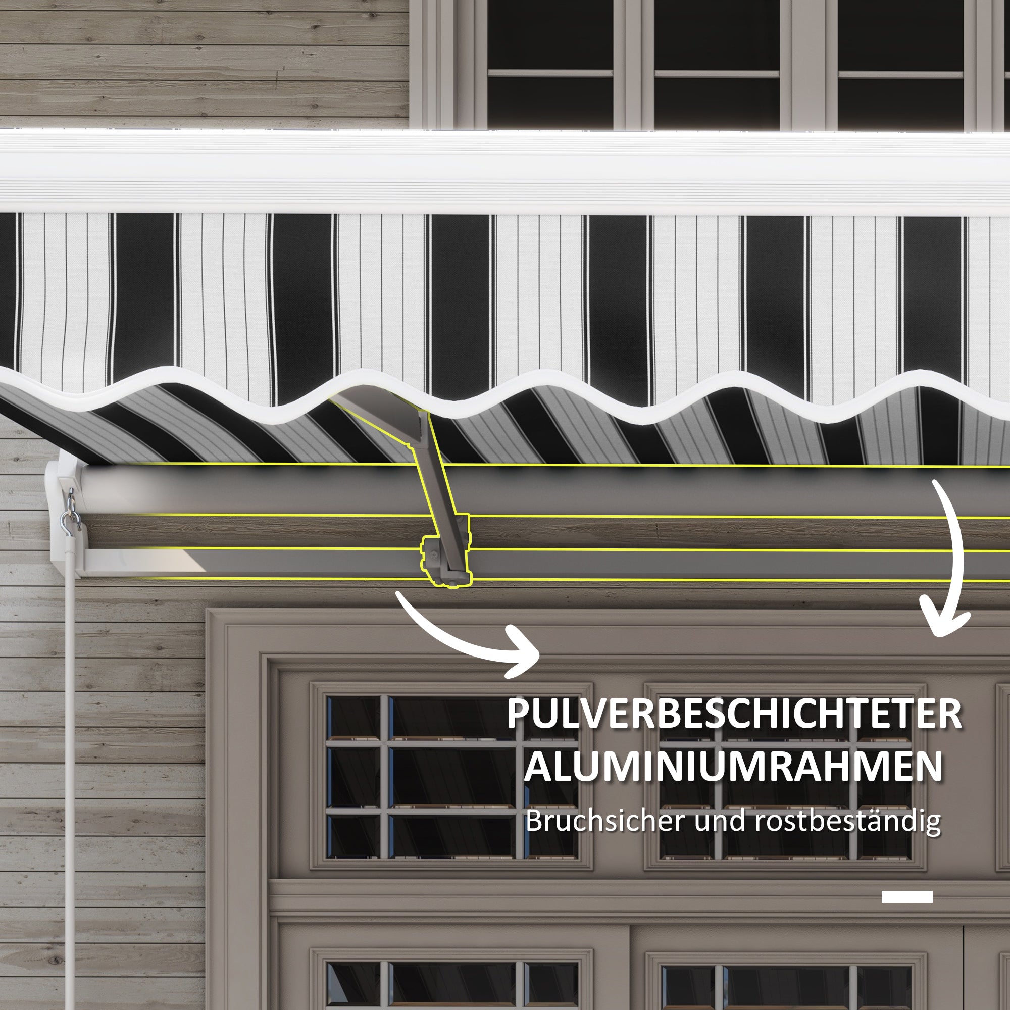 Manual Crank Arm Awning Awning 3.95m with Hand Crank Balcony Awning Sun Protection Wall Mount Balcony Aluminum White+Blue 395 x 245 cm