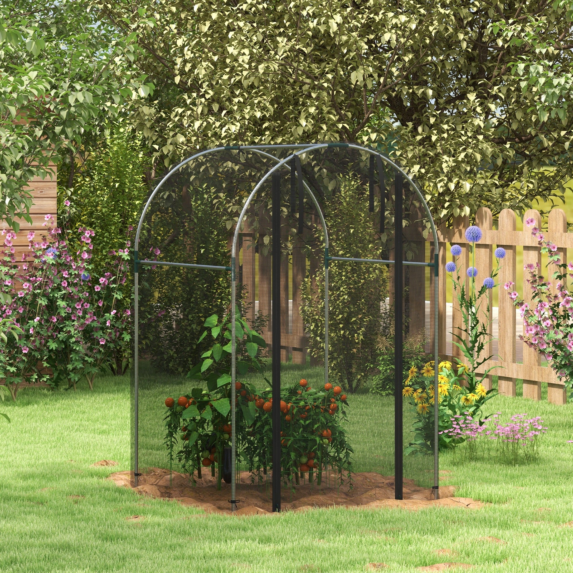 Insect Protection Net 1.2 x 1.2 m Garden Net with Door, Plant Protection Tent, Pest Protection Net with Steel Frame, for Garden, Balcony, HDPE, Black