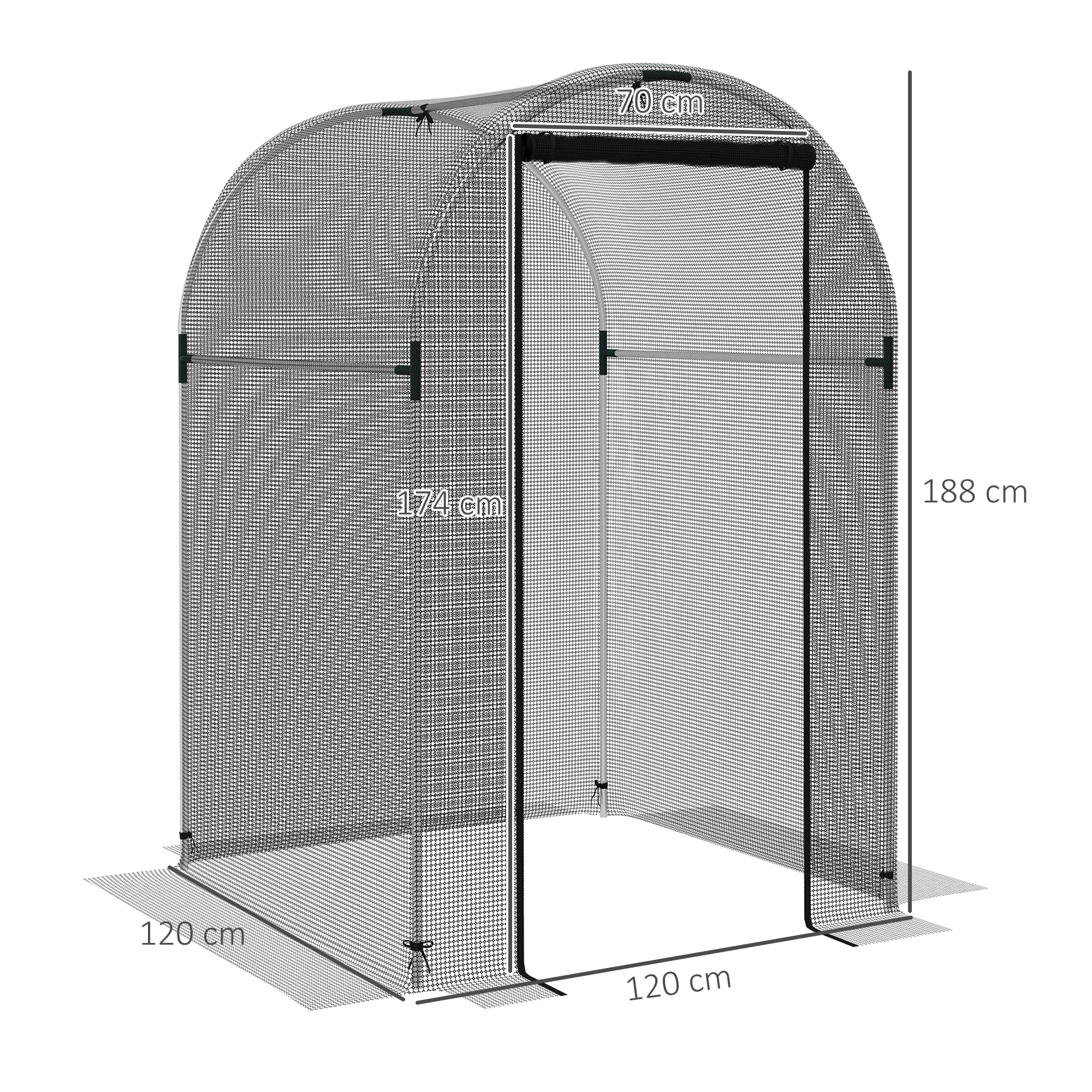 Insect Protection Net 1.2 x 1.2 m Garden Net with Door, Plant Protection Tent, Pest Protection Net with Steel Frame, for Garden, Balcony, HDPE, Black