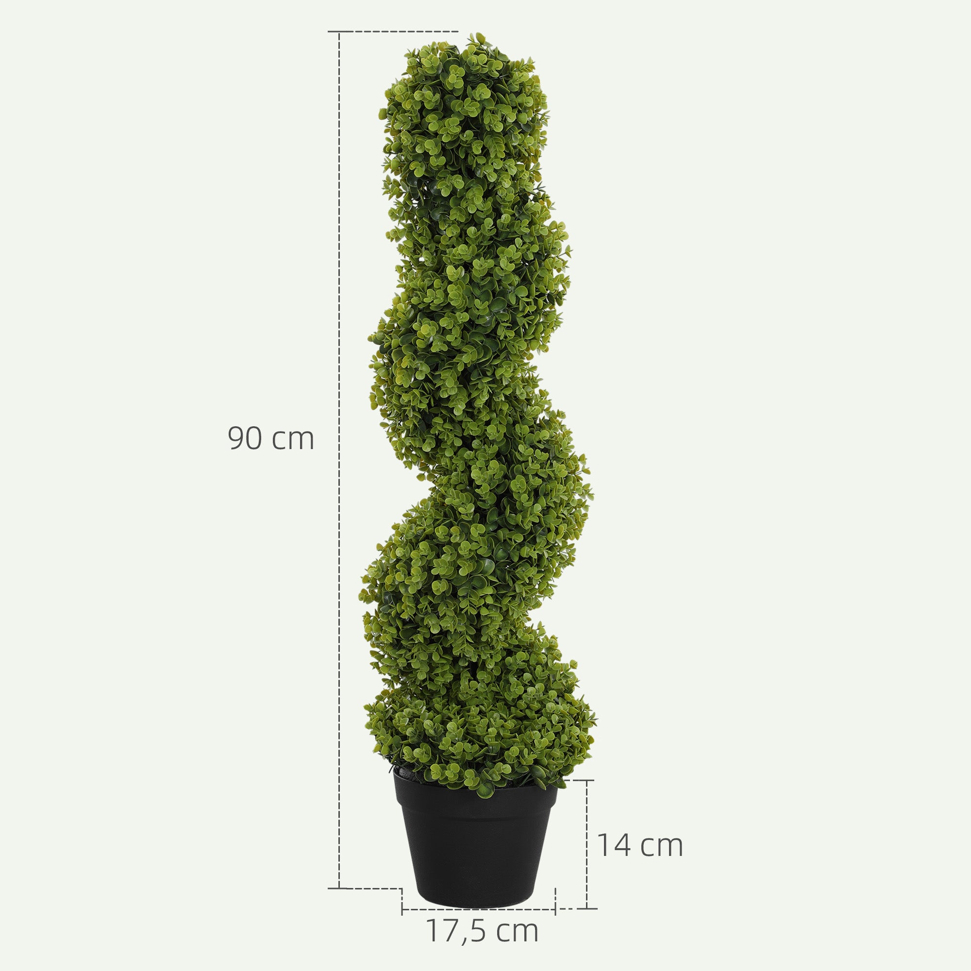 2-Piece Artificial Spiral Boxwood, 90 cm Indoor Plant, Artificial Plant with UV Protection, Large Decorative Plants in Pot for Home, Office, Hallway, Garden, Green