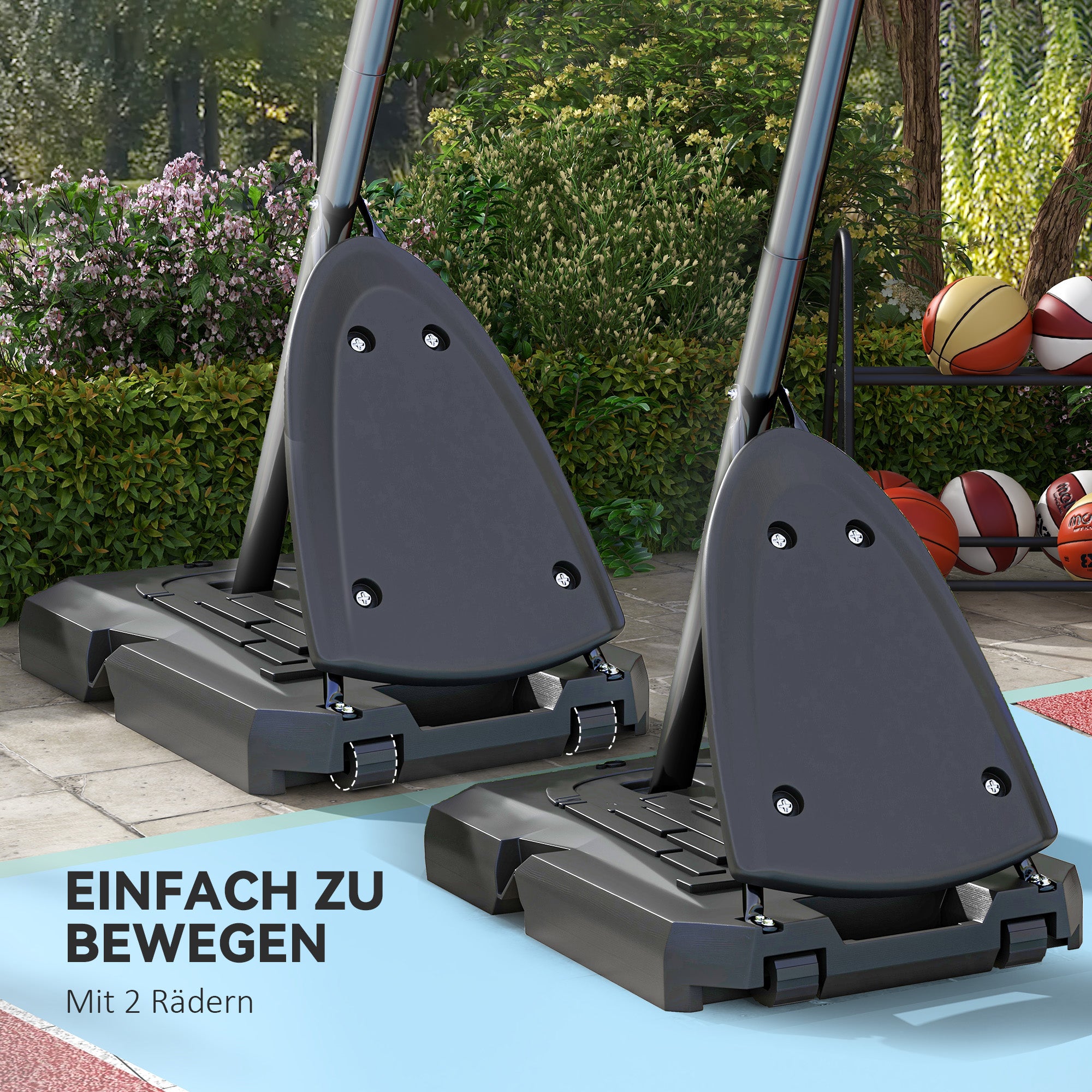 SPORTNOW Basketball Hoop Outdoor Basketball Stand with Wheels 107x70cm Backboard, Mobile Basketball Hoop with Stand, Adjustable Hoop Height 236-293 cm, Basketball System for Teens Adults