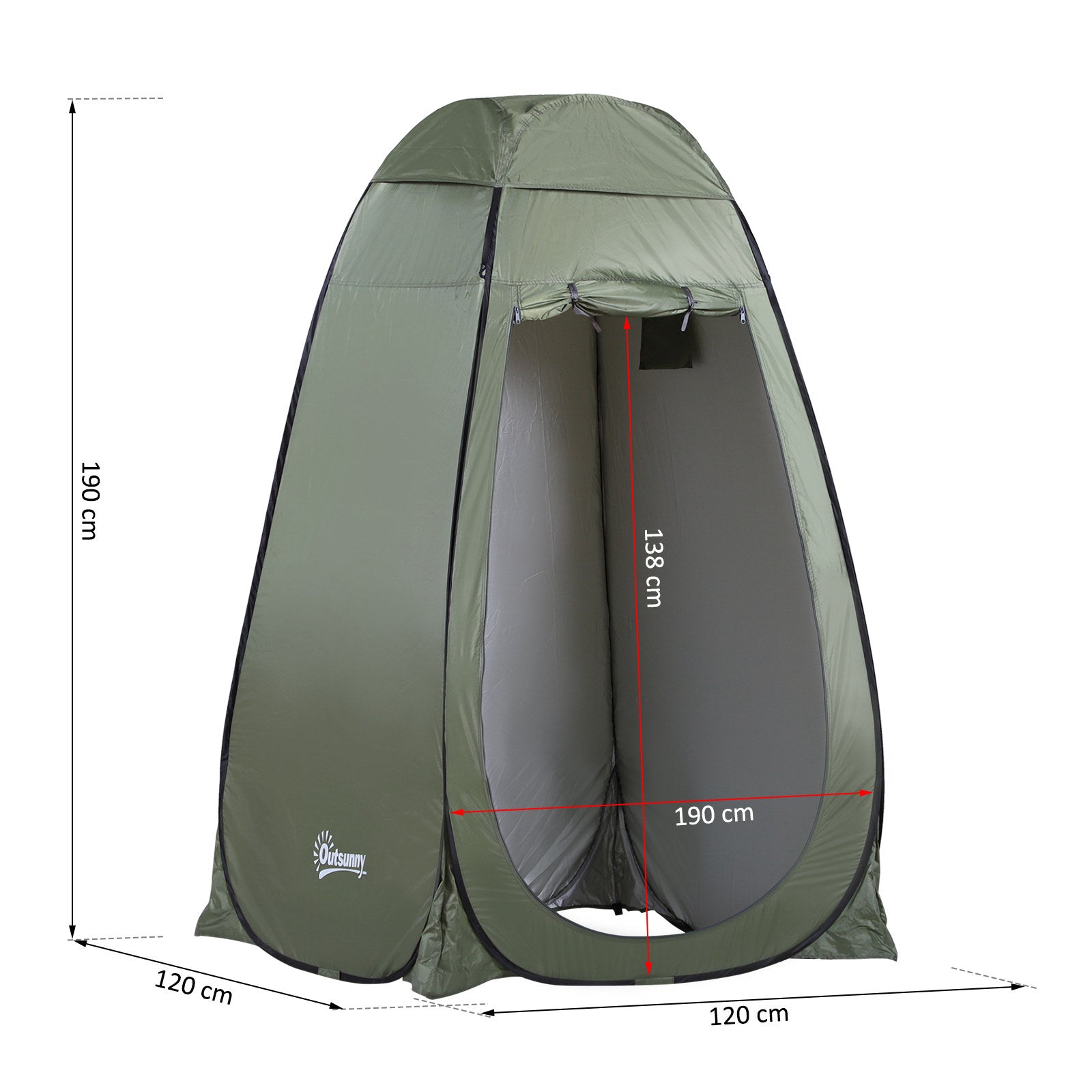 Pop-Up Shower Tent Portable Privacy Tent Instant Tent with Carrying Bag for Bathroom Dressing Room 120x120x190 cm Green