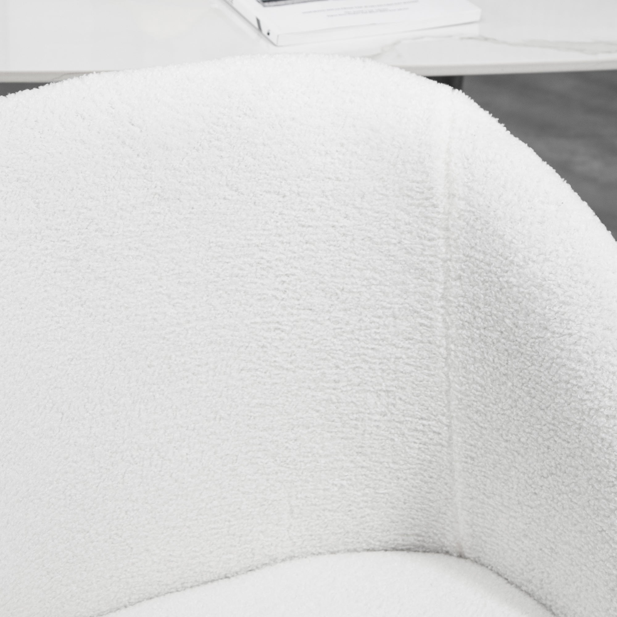 Set of 2 Dining Chairs Kitchen Chairs in Loop Wool Effect Fabric Living Room Chairs with Steel Legs - 55 x 62 x 80 cm White Black