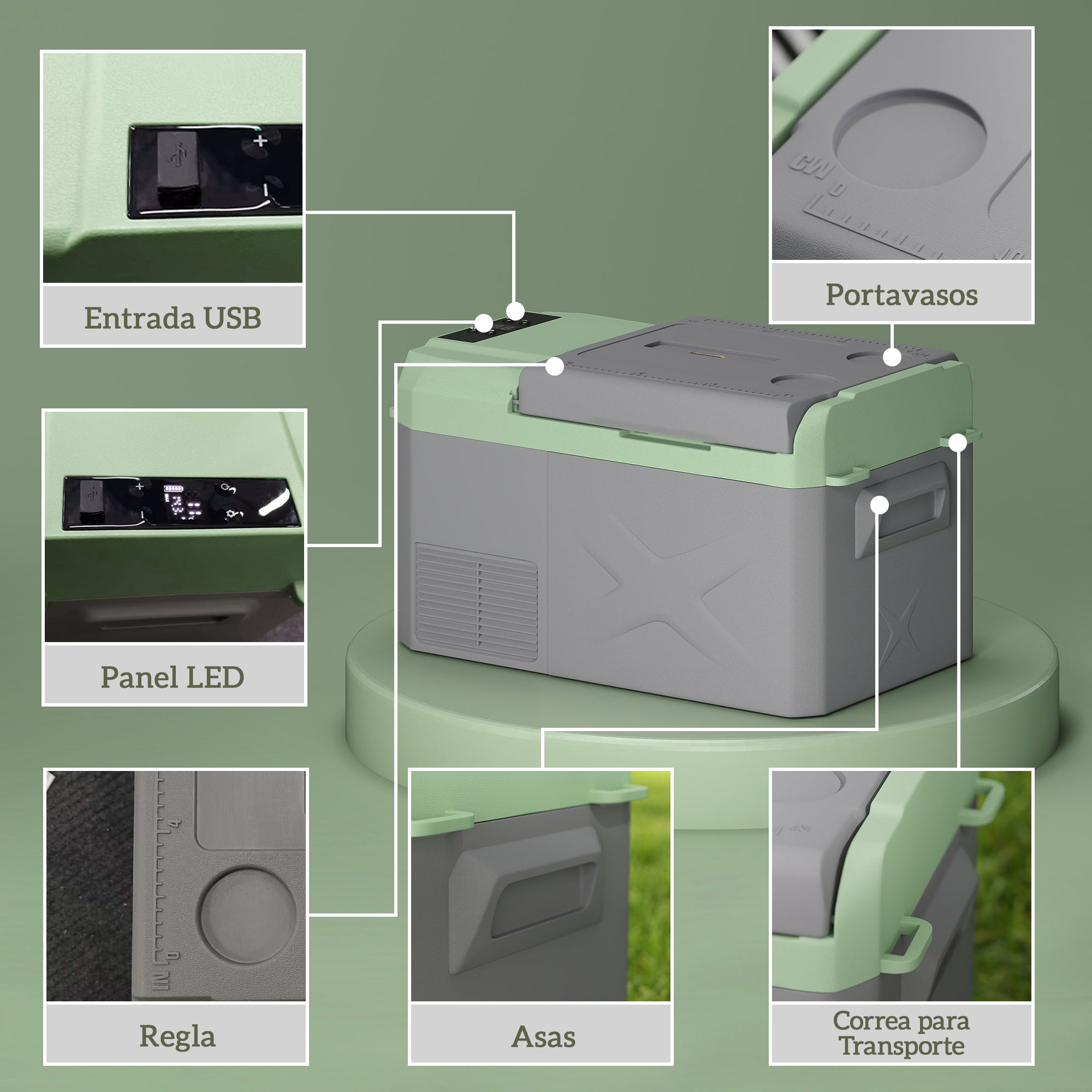 Portable Electric Cooler 17.4L Car Fridge 12V-220V Mini Refrigerator with Compressor LED Light Digital Display ECO and MAX Modes from -20℃ to +20 ℃ for Home Camping Travel Car