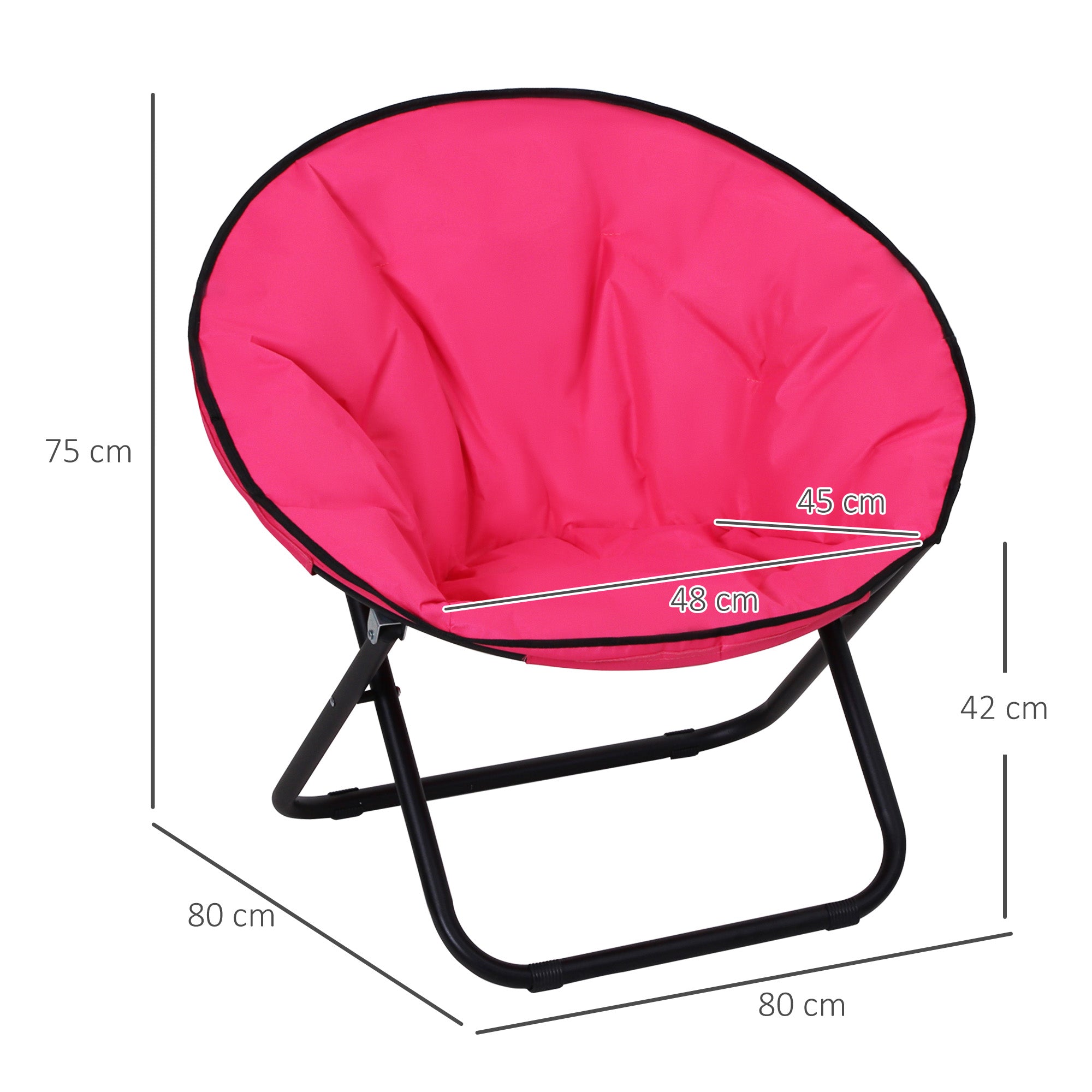Folding Camping Chair Camp Chair with Backrest, Folding Chair up to 120kg, Padded Moonchair Extra Wide, Folding Outdoor Chair for Garden, Balcony, Camping, Pink