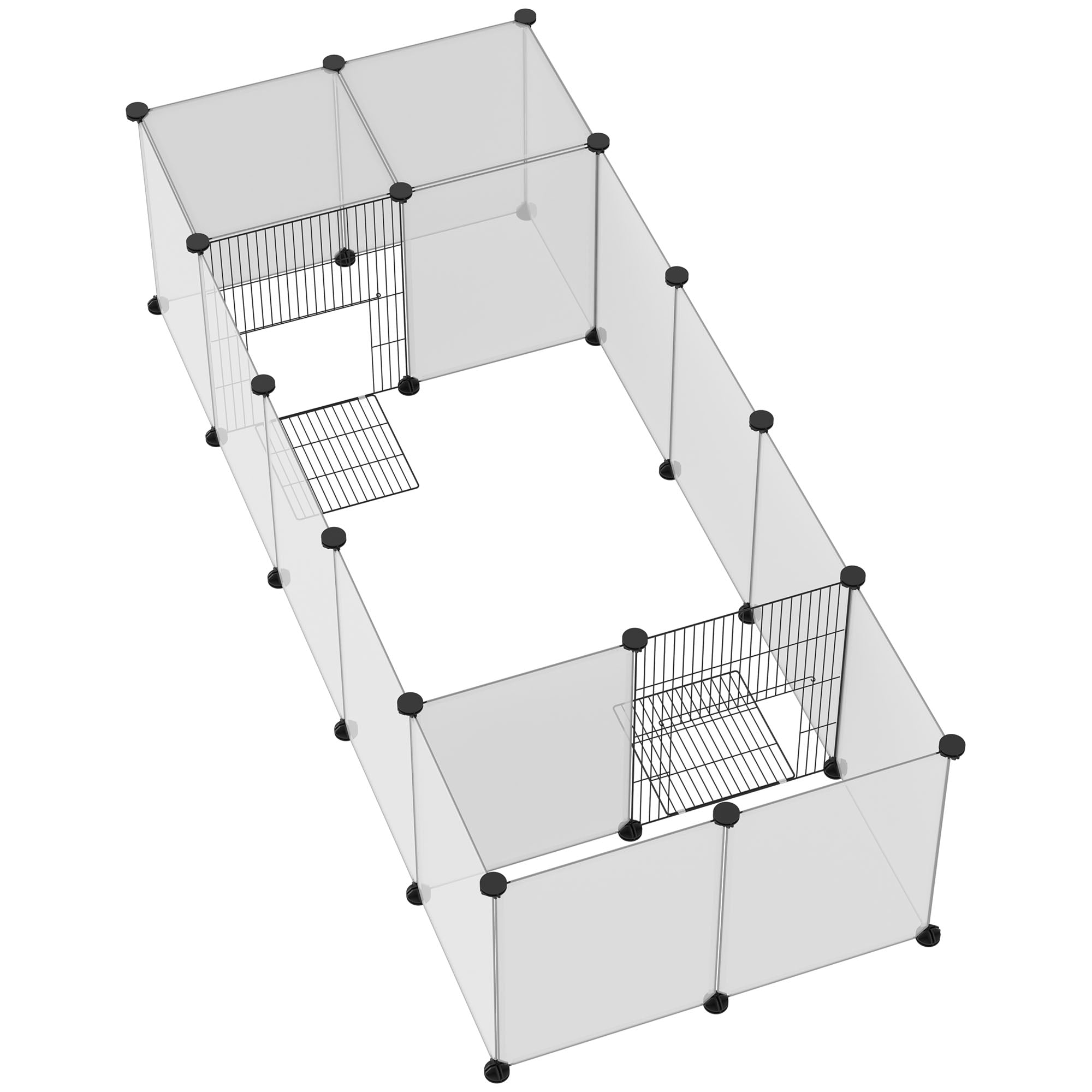DIY Pet Fence with 20 Resin Panels Small Animal Park Modular Cage for Guinea Pigs Rabbits Chinchillas 175x70x45 cm White