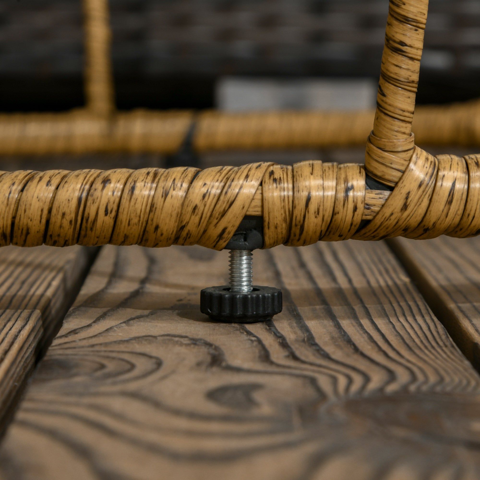 2-Piece Side Table Set, Rattan Coffee Table, Metal Tabletop, Handwoven Sofa Table for Garden, Balcony, Ø46+Ø60 cm, Sand