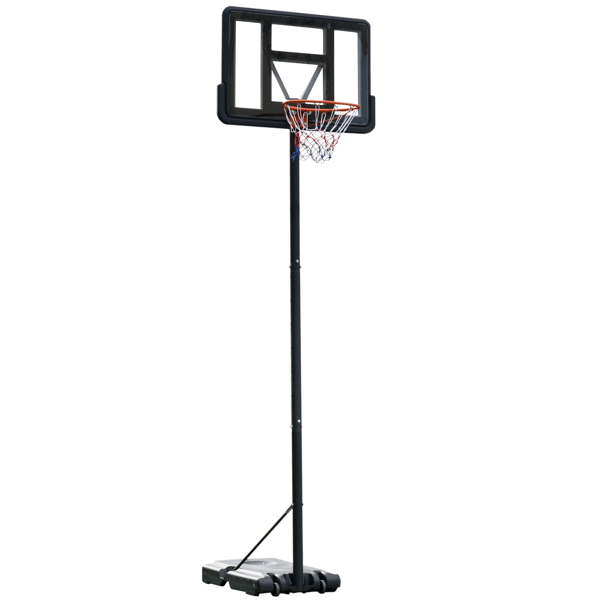 Outdoor Basketball Hoop with Adjustable Height 220-365 cm Portable Basketball Hoop with Stand Basketball Hoop with Wheels Fillable Base Black