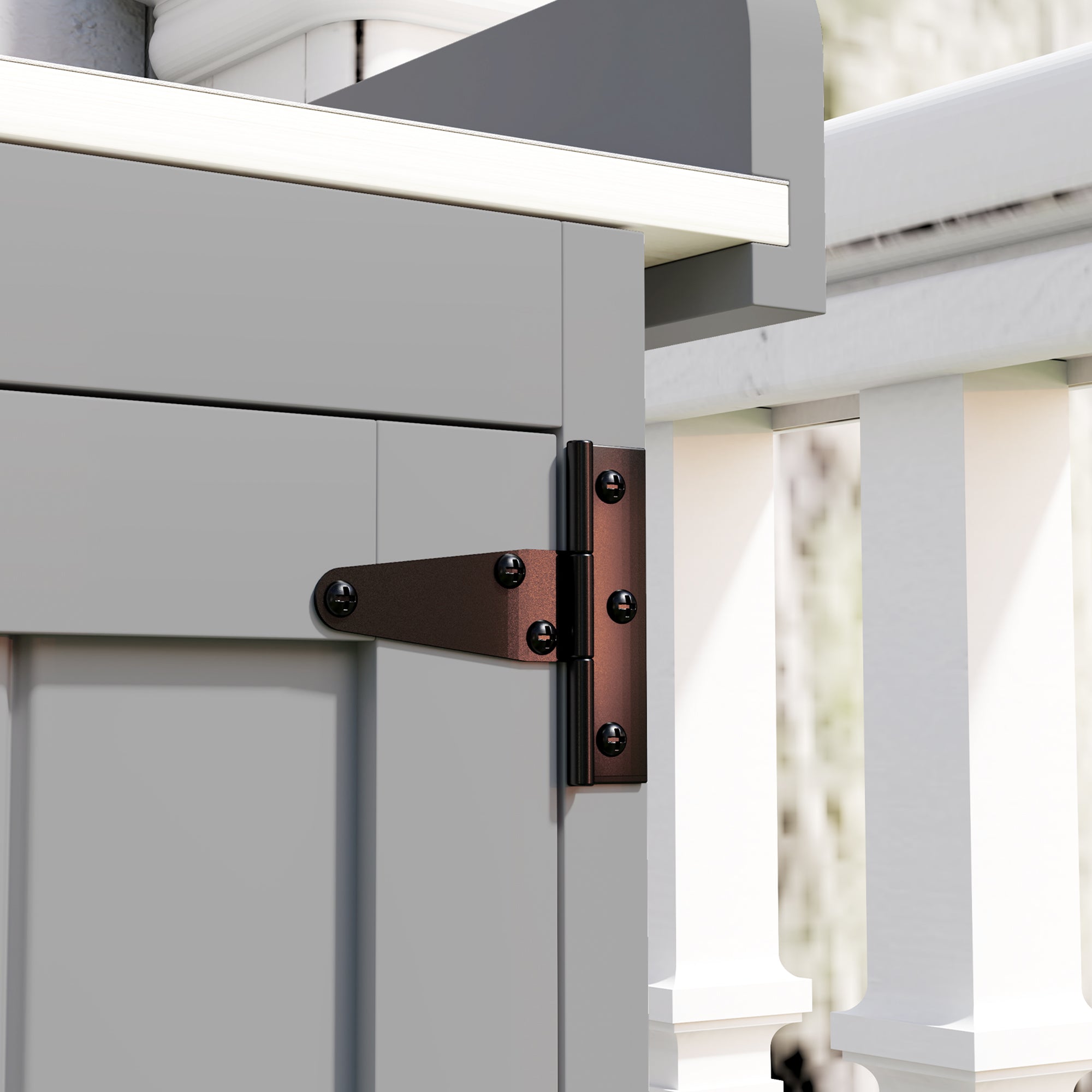 Garden Cabinet Wood, Weatherproof Tool Shed 74x43x88cm, Tool House with Folding Roof Shelves, Work Surface, Tool Cabinet, Garden House Tool Cabinet Garden Shed for Garden, Gray