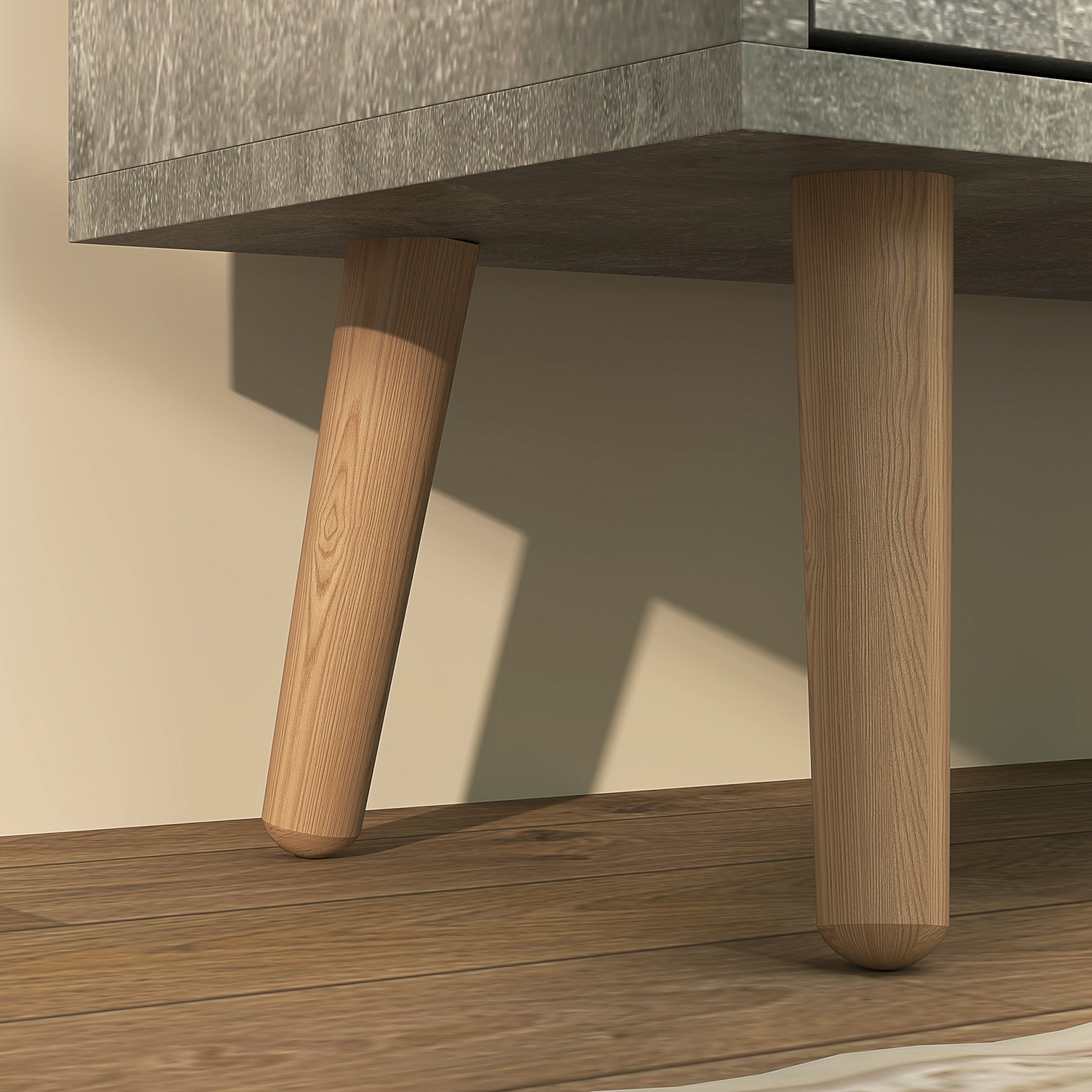 Entryway Shoe Cabinet with 4 Flip Drawers on 2 Levels for 16 Pairs of Shoes, Space-Saving Shoe Cabinet with Adjustable Shelves in Chipboard and Pine Wood, 95x26x95 cm, Gray