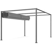 Pergola 4x3m Garden Pavilion, Steel Terrace Canopy, Garden Pavilion with Adjustable Roof, Freestanding, Sunshade for Terrace and Garden, Dark Grey