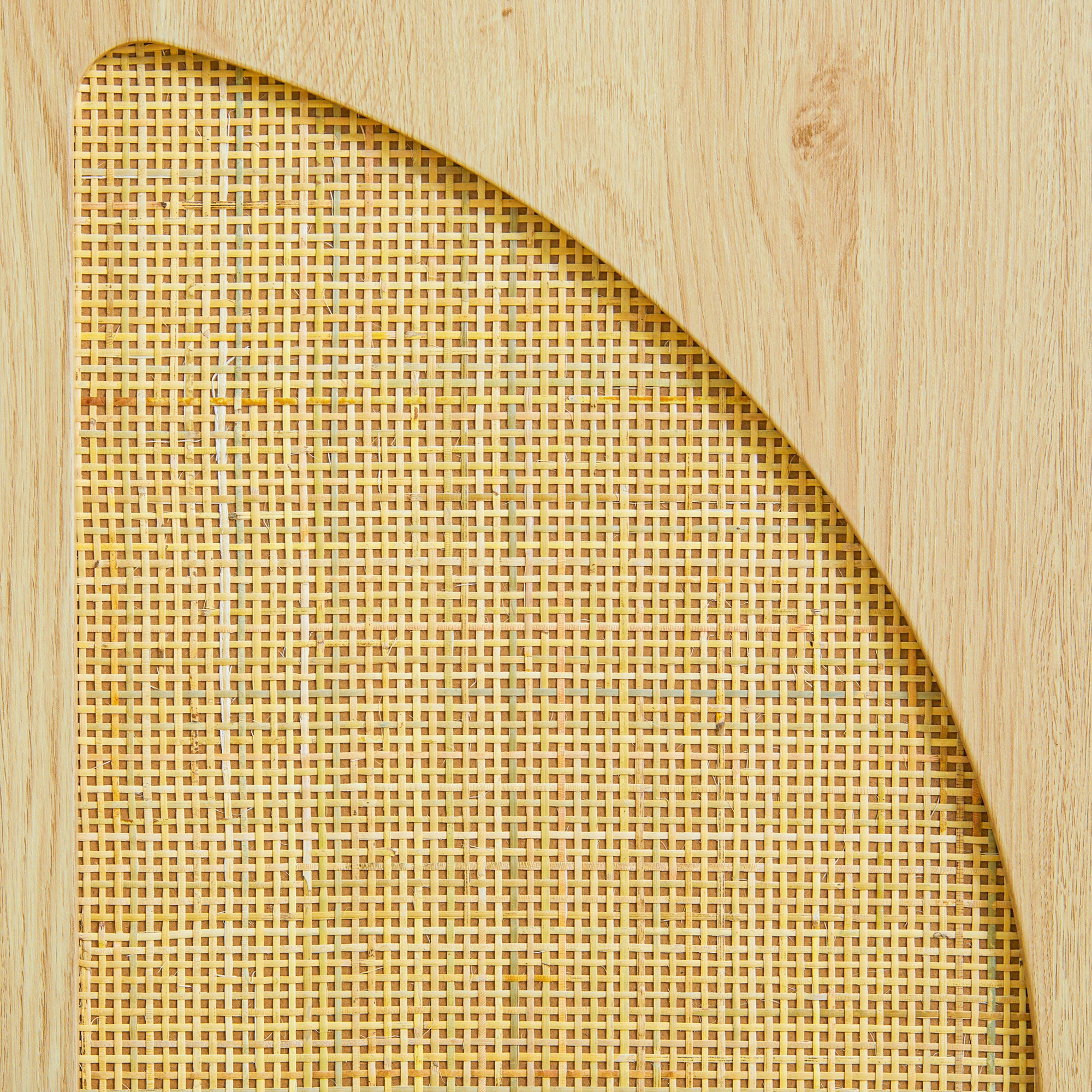 High Buffet Storage Cabinet with Wood and Wicker Design 2 Doors - 80 x 39 x 101.8 cm Natural