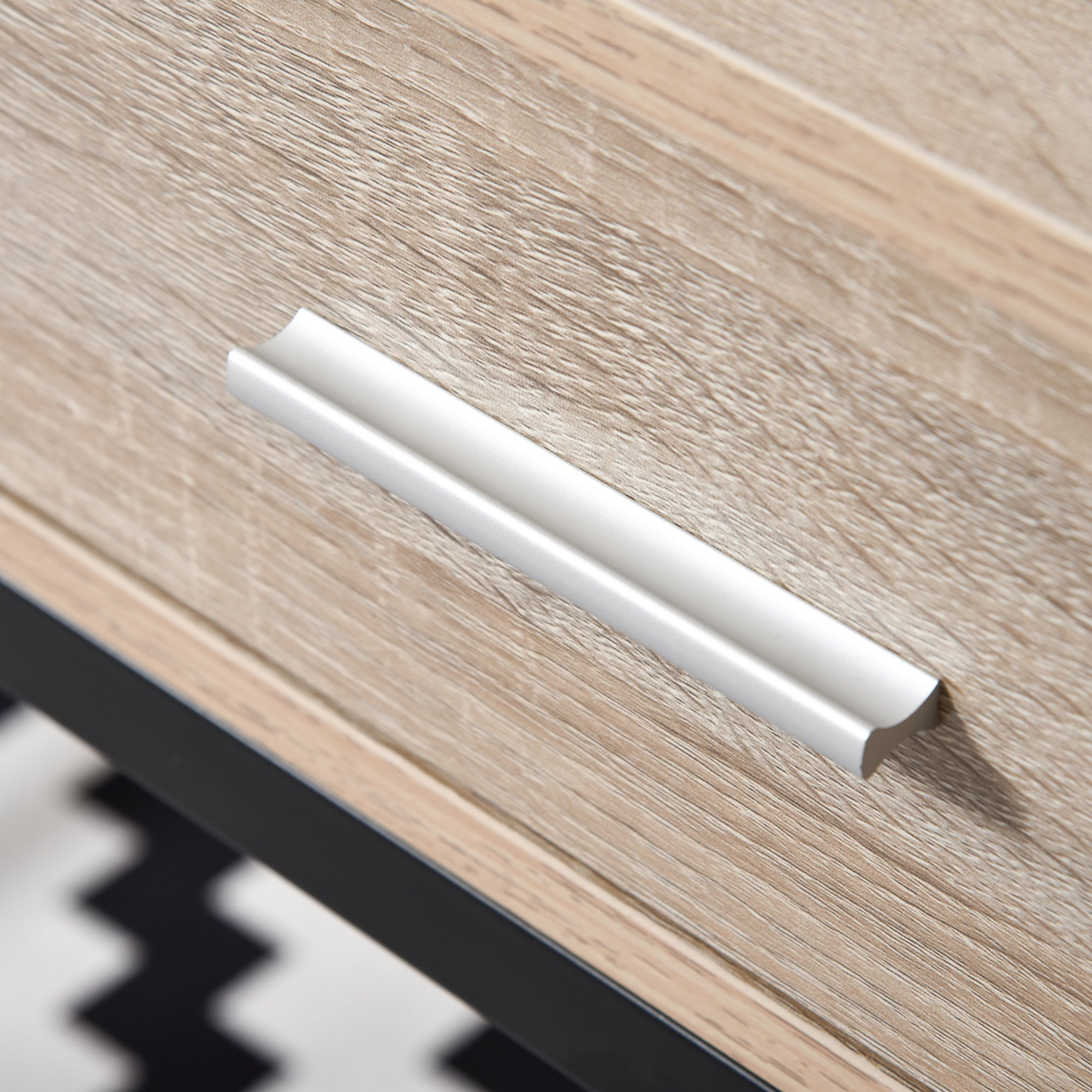 Industrial Desk with Storage Computer Desk with Drawer Metal Frame Black Oak Wood Desktop