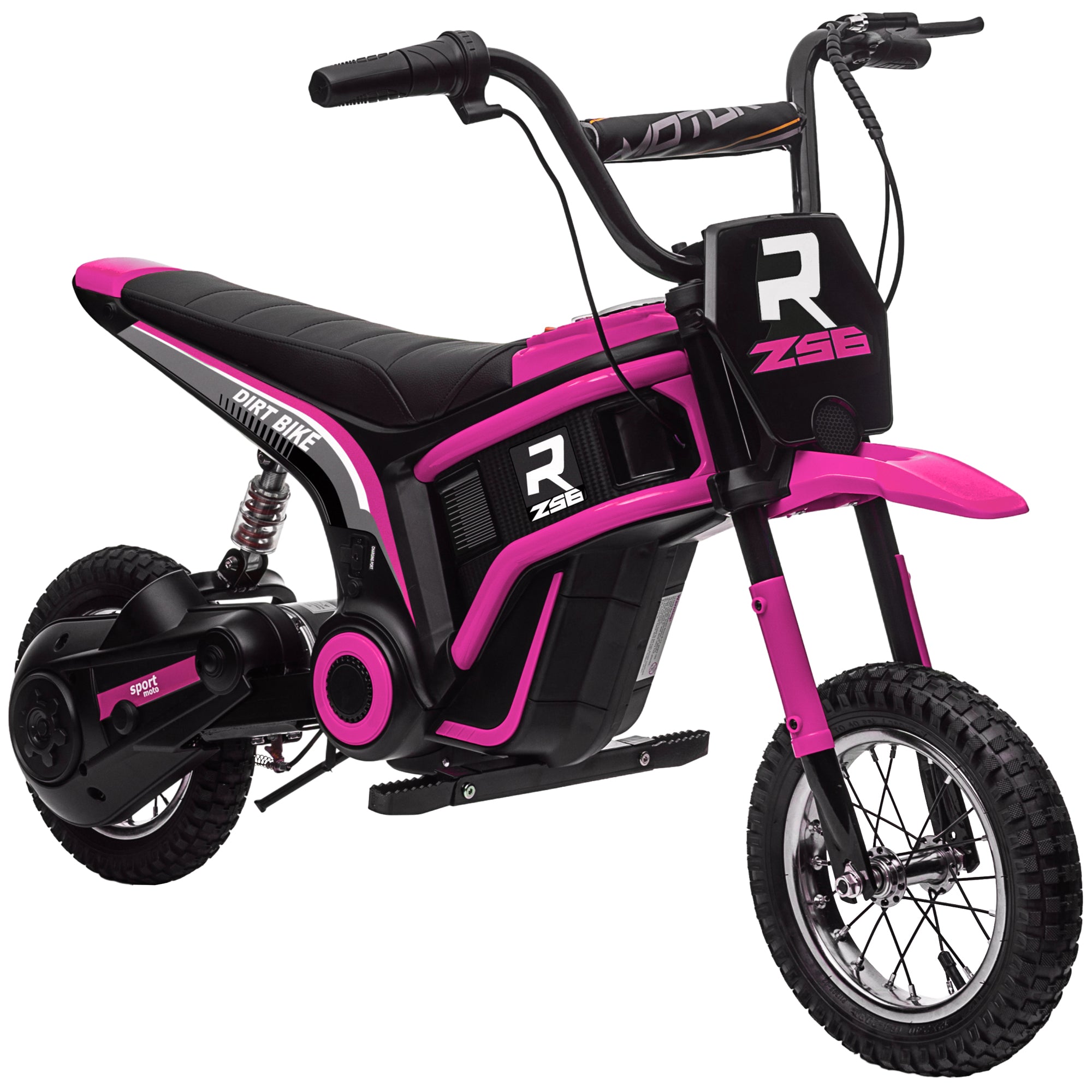 Electric Motorcycle for Kids with 24V 350W Motor, 8-16 KM/H Speed Modes, 12-Inch Air Tires, Electric Motorcycle with Music Headlights, Moto Cross for Kids 8-12 Years Pink