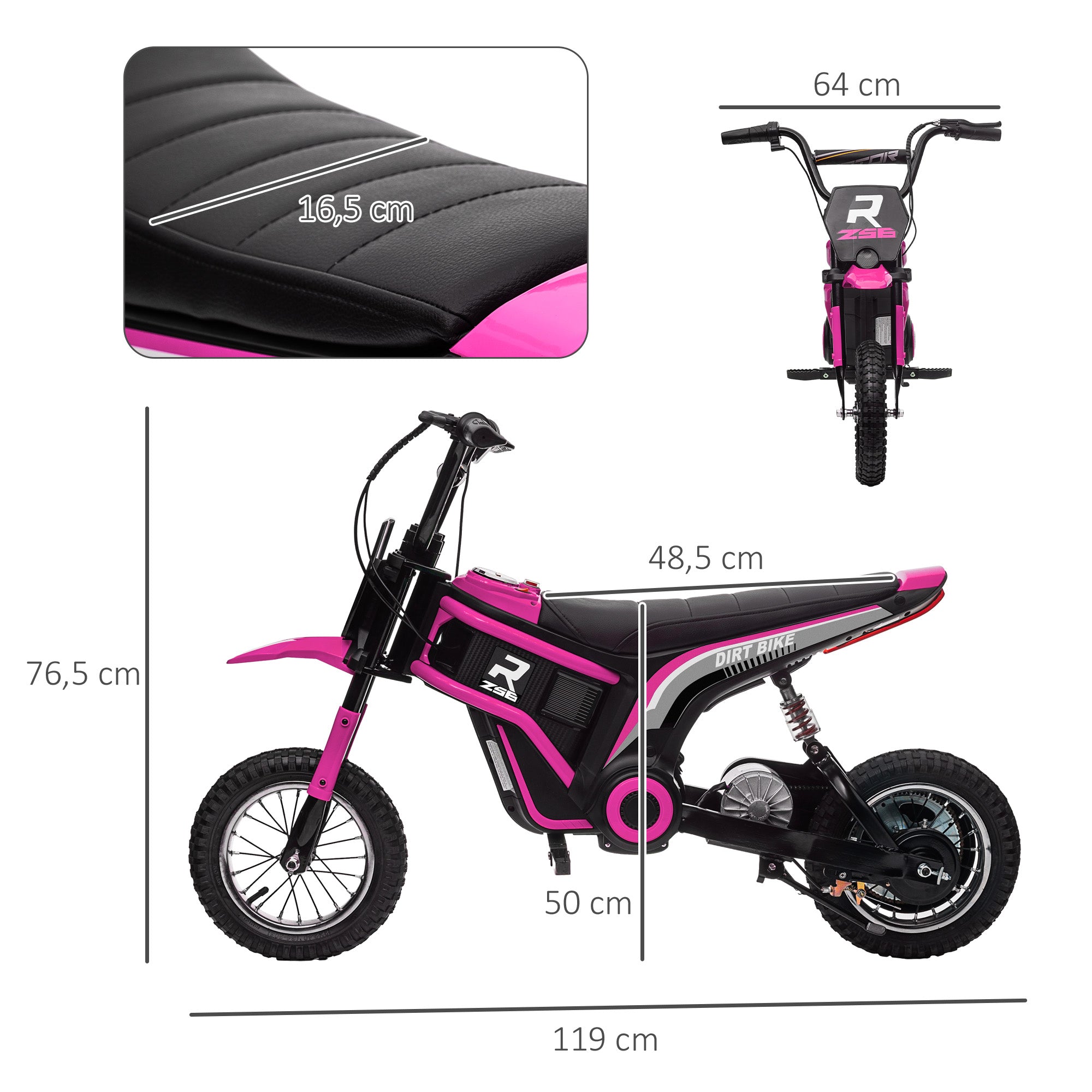 Electric Motorcycle for Kids with 24V 350W Motor, 8-16 KM/H Speed Modes, 12-Inch Air Tires, Electric Motorcycle with Music Headlights, Moto Cross for Kids 8-12 Years Pink