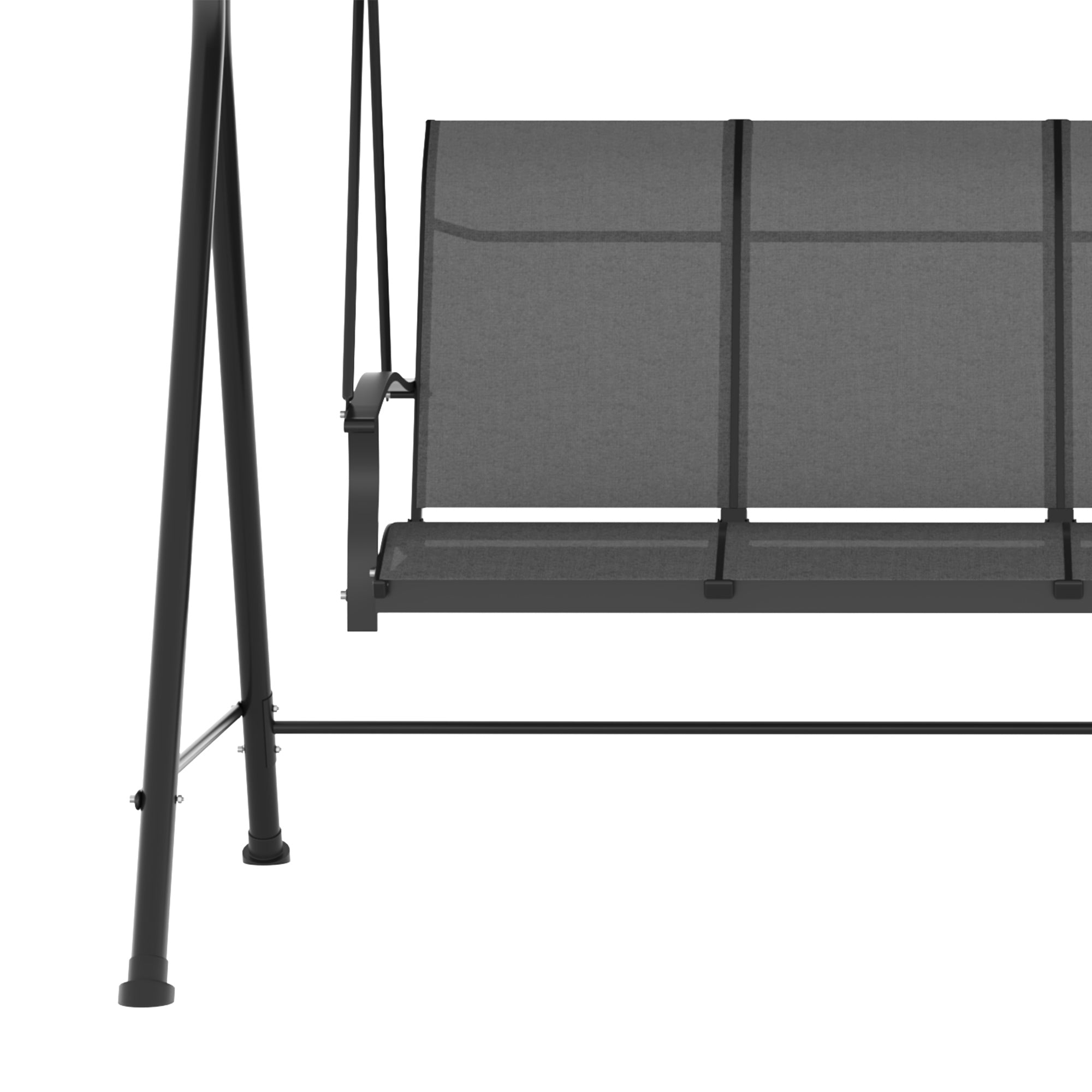 Hollywood Swing 3-Seater, Garden Swing with Adjustable Canopy, Swing Bench with Armrest, Up to 240 kg Load Capacity, Metal, Texteline, Dark Grey, 195 x 118 x 170 cm